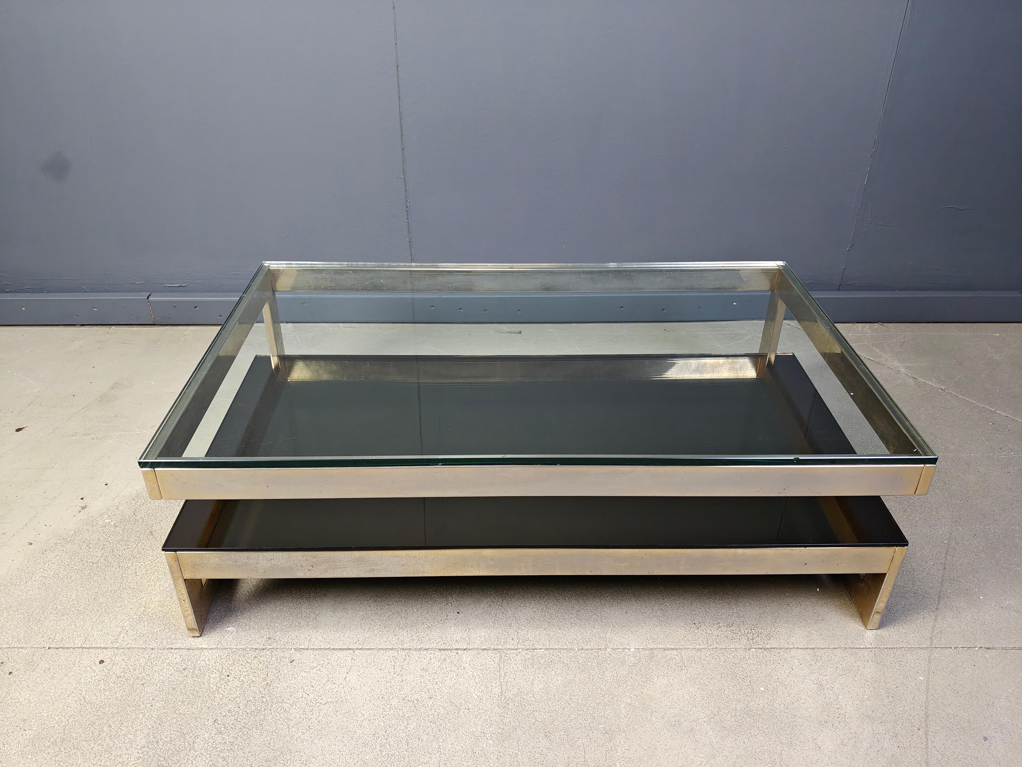 Table basse vintage à deux niveaux belgochrom 23kt, 1970 en vente 2