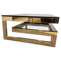 Vintage Two Tier Belgochrom 23kt Coffee Table, 1970s