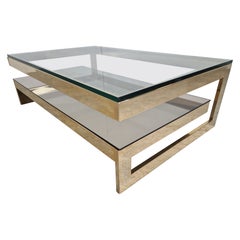 Vintage Two Tier Belgochrom 23kt Coffee Table, 1970s