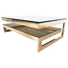 Vintage Two Tier Belgochrom 23kt Coffee Table, 1970s