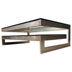 Table basse vintage à deux niveaux belgochrom 23kt, 1970