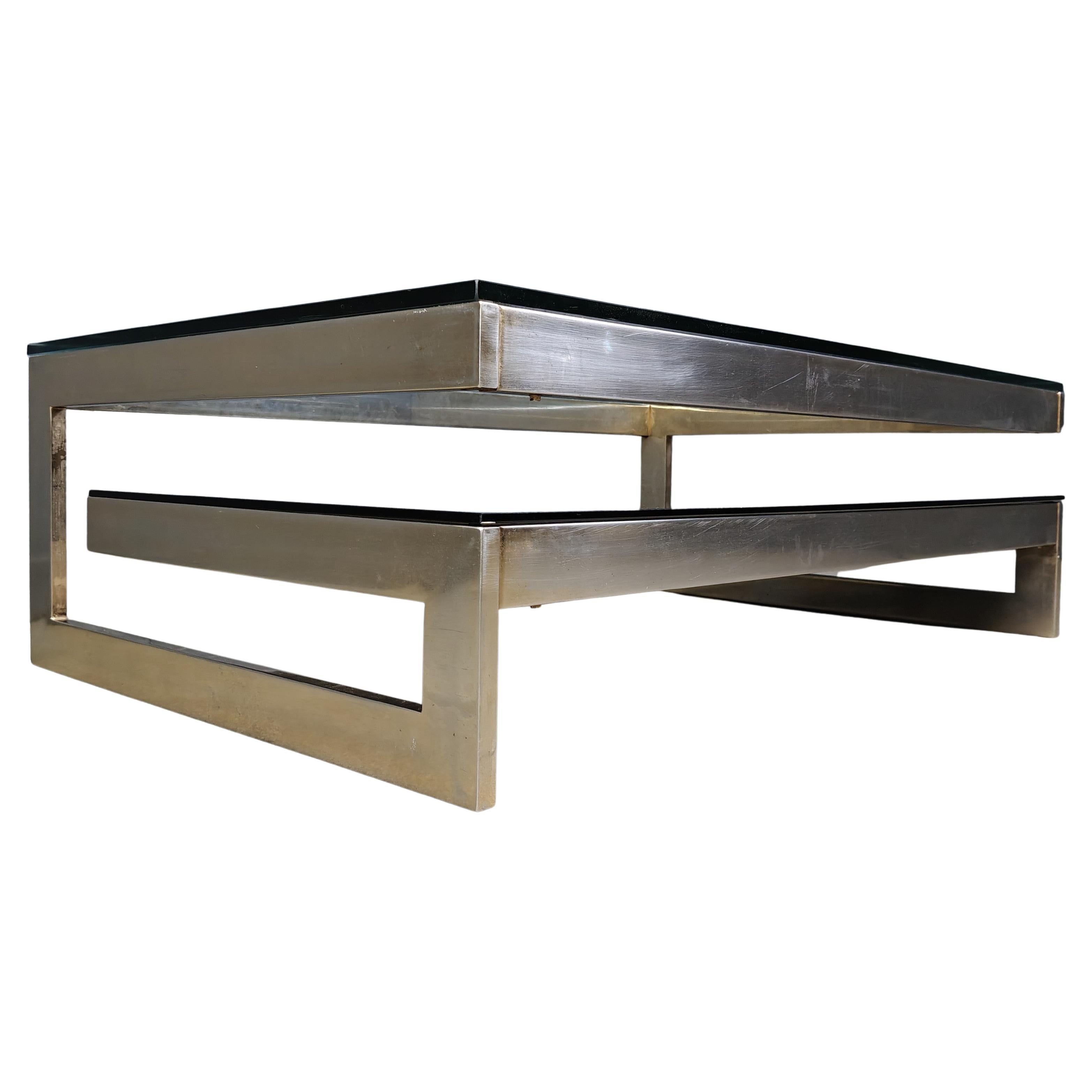 Table basse vintage à deux niveaux belgochrom 23kt, 1970 en vente