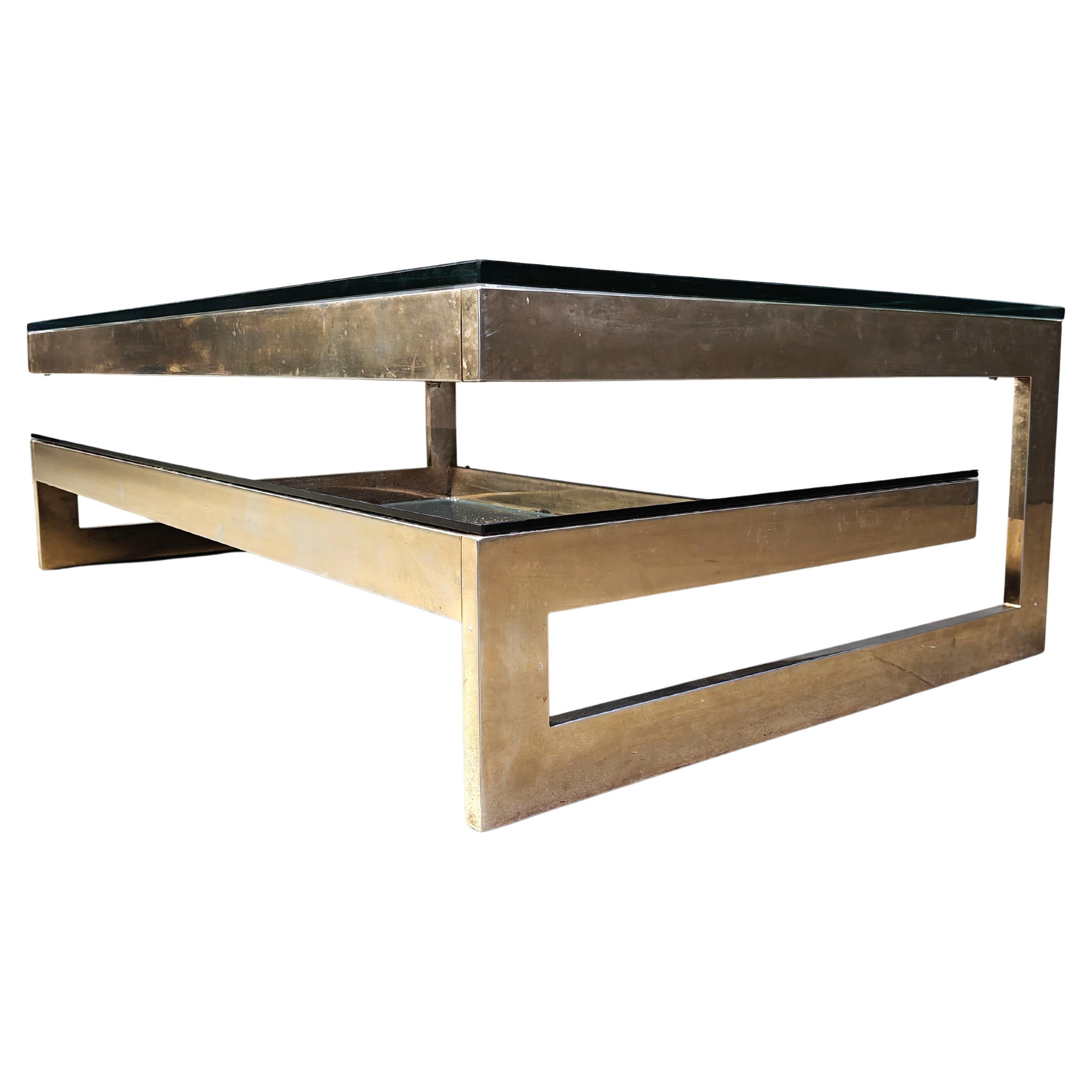 Vintage two tier belgochrom 23kt coffee table, 1970s in vendita