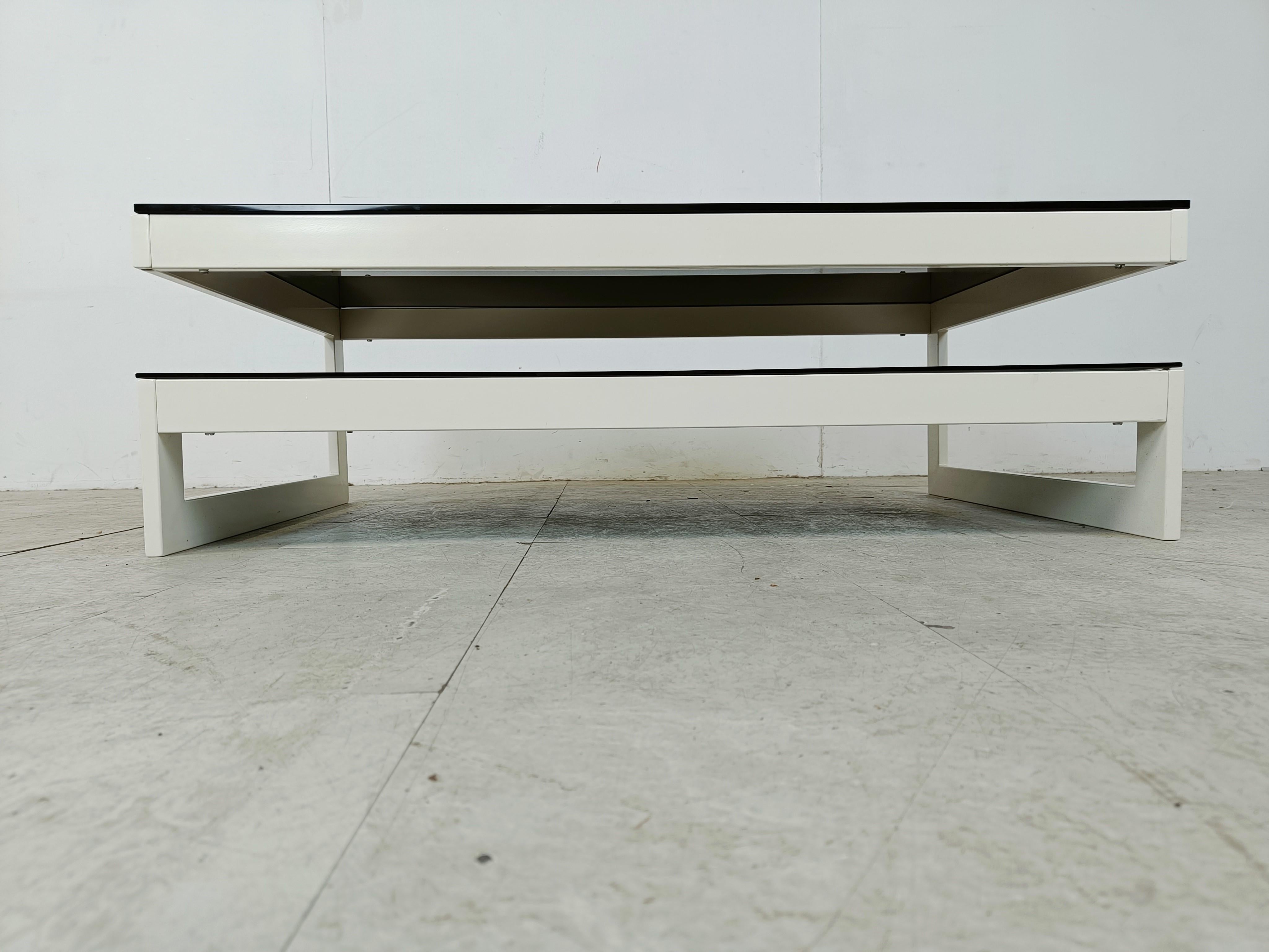 Belgian Vintage two tier belgochrom coffee table, 1970s For Sale