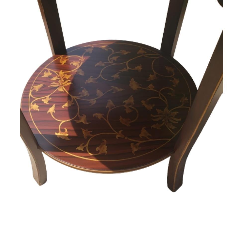 Organic Modern Vintage Two-Tier Gilted & Painted Occasional Center Table Side Table