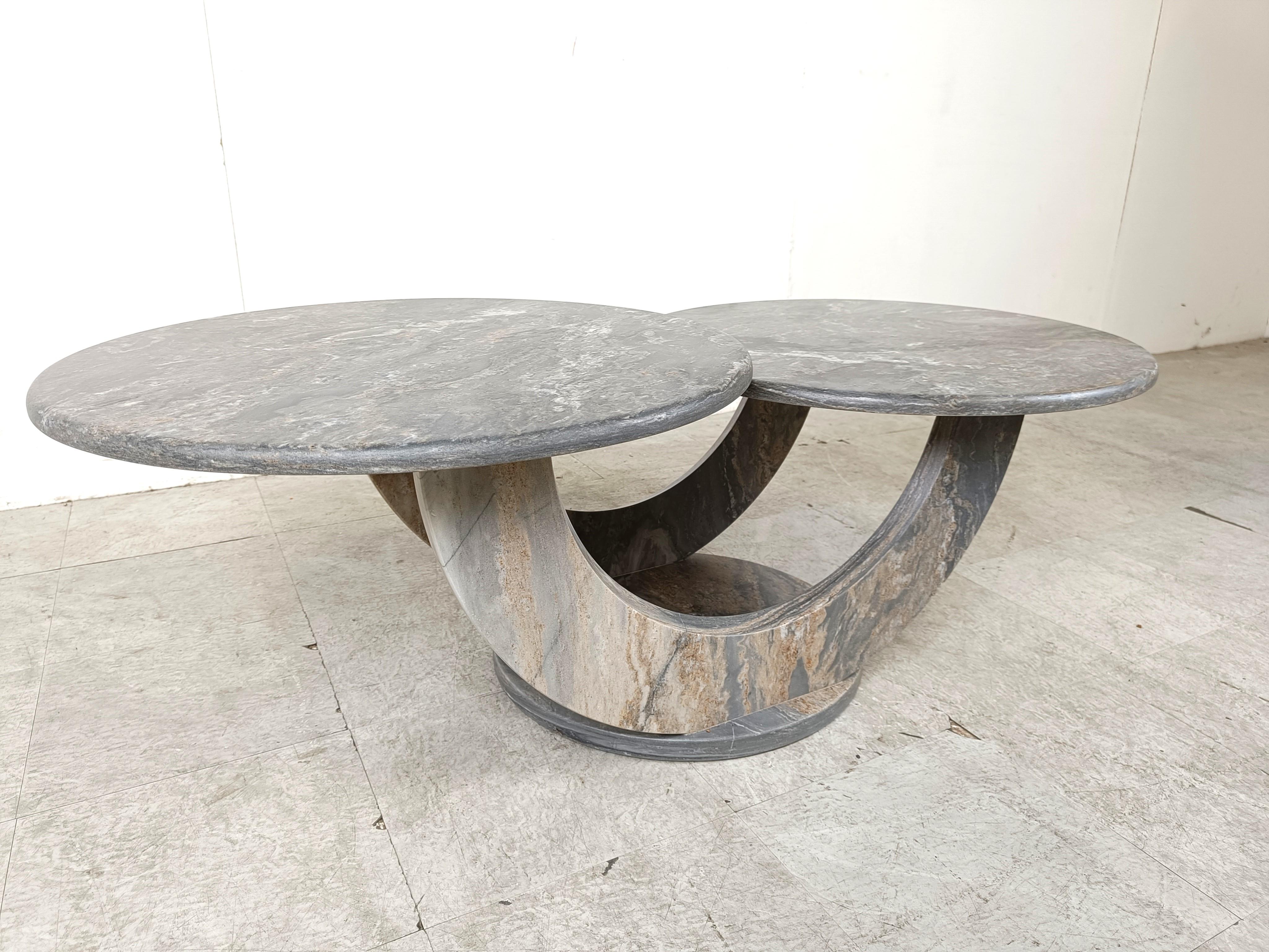 Mid-Century Modern Vintage two tier marble coffee table, 1970s 