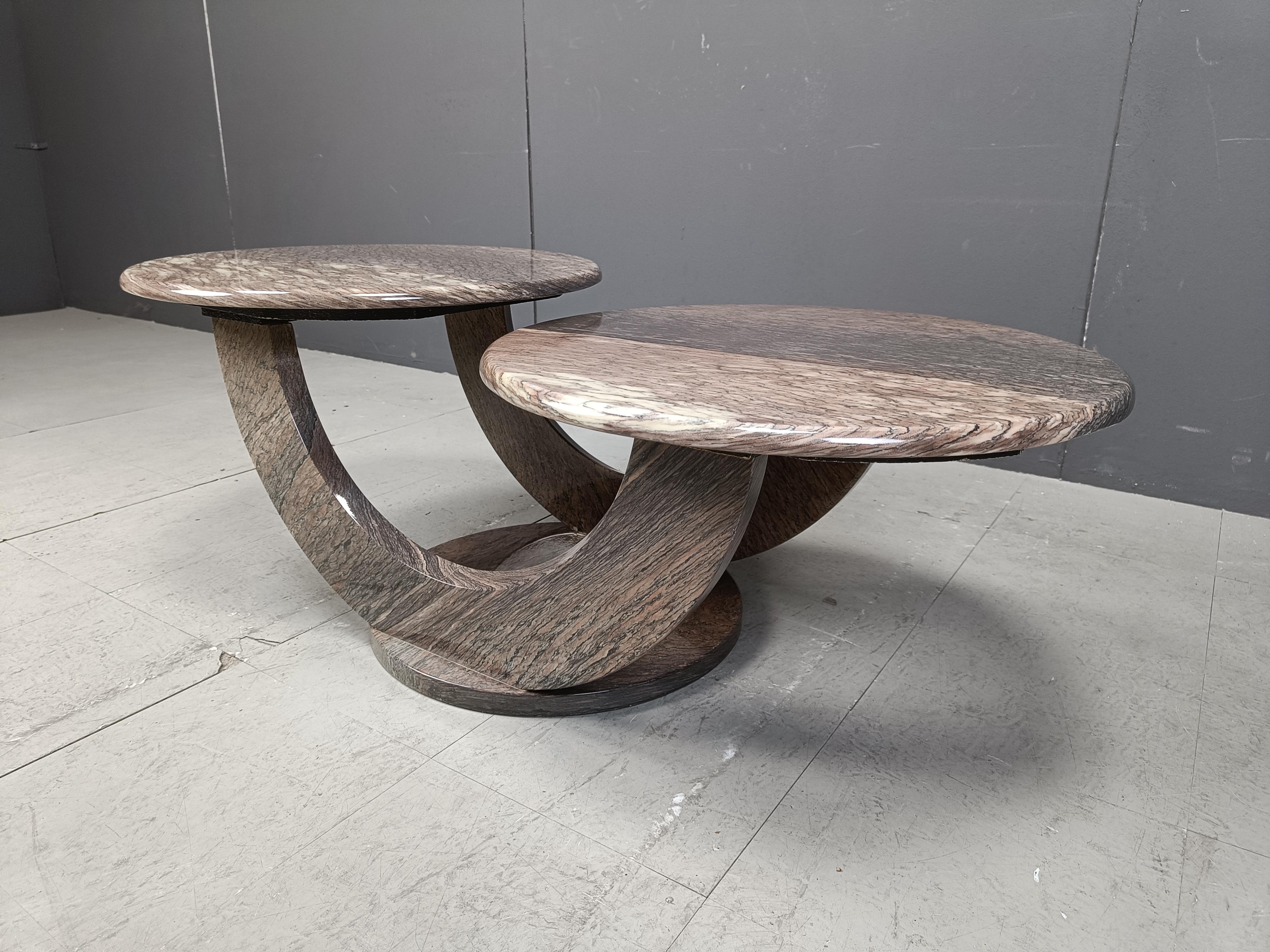 Marbre Table basse vintage à deux niveaux en marbre, 1970 en vente