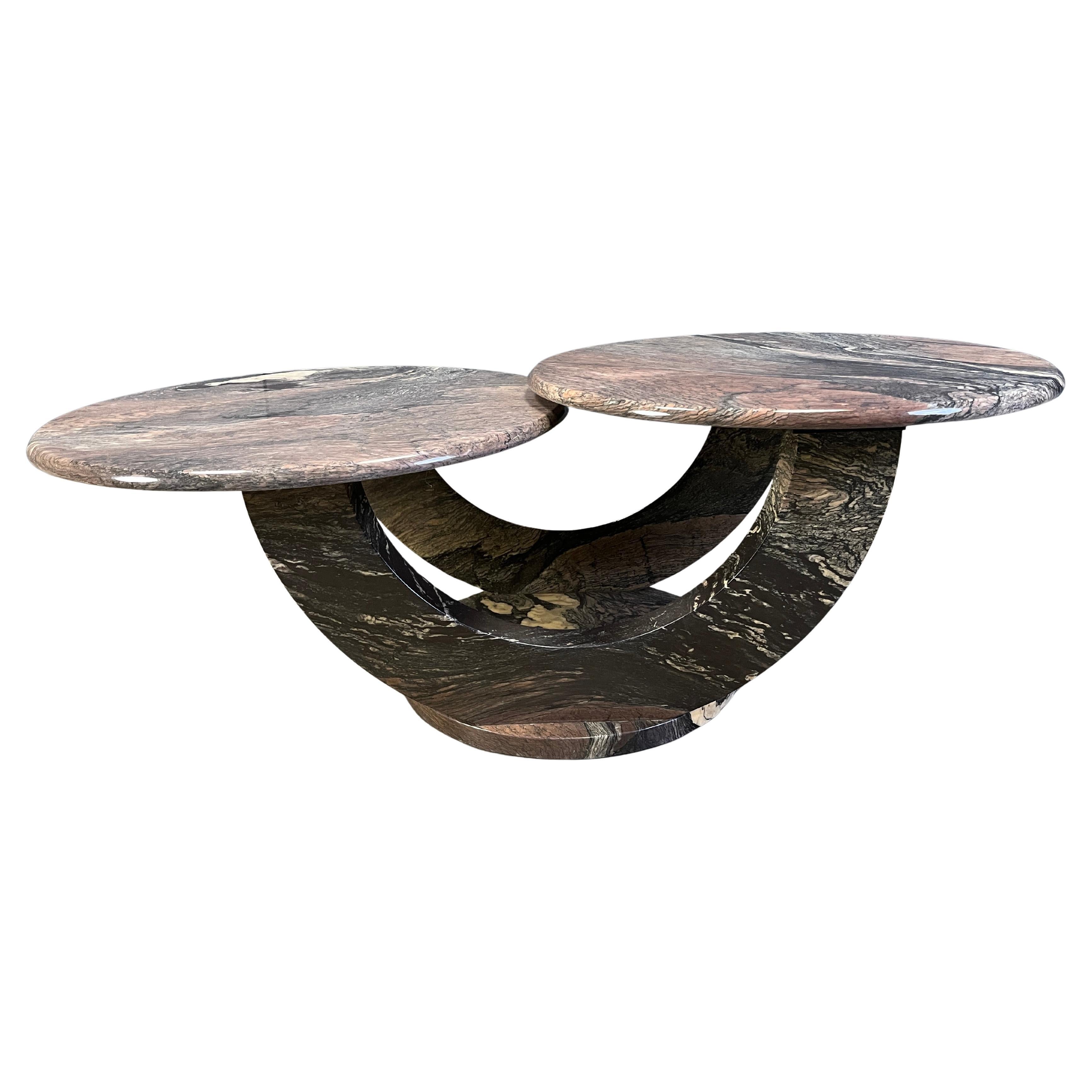 Vintage two tier marble coffee table, 1970s For Sale