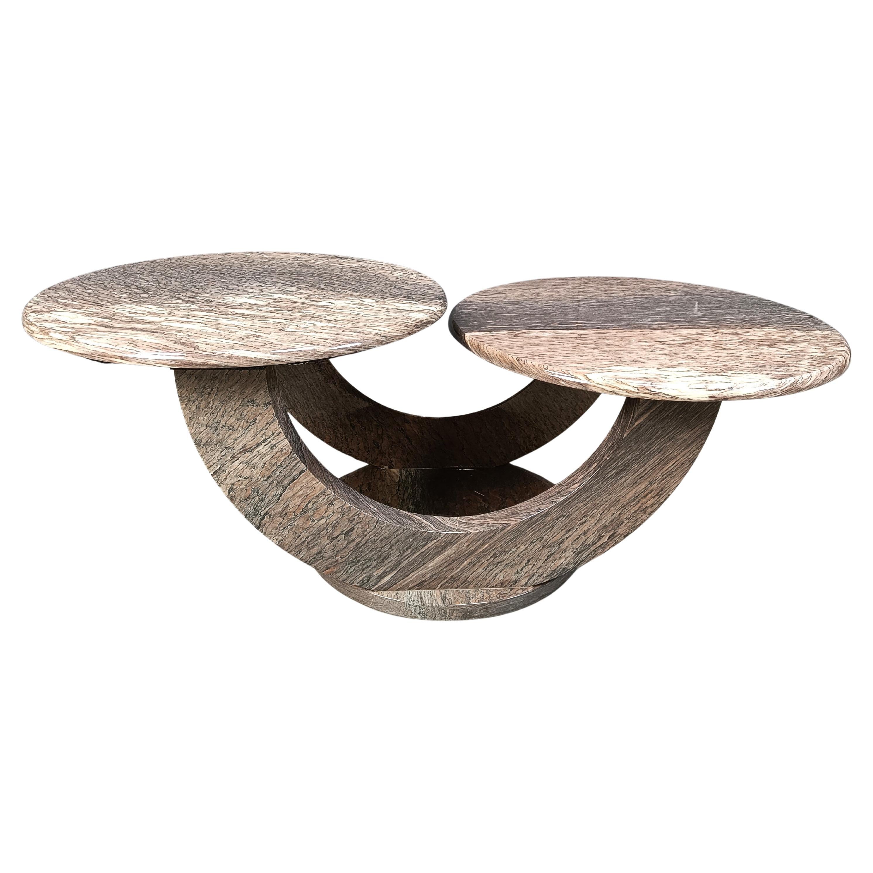 Vintage two tier marble coffee table, 1970s