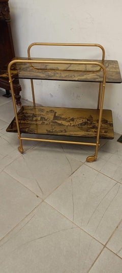 Vintage Two-Tier Rolling Bar Cart / Service Trolley Italian C.50's