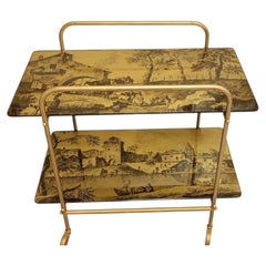 Vintage Two-Tier Rolling Bar Cart / Service Trolley Italian C.50's