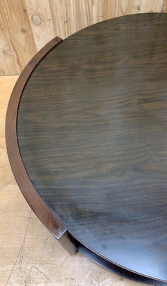 Vintage Two Tier Round Wood Coffee Table on Casters