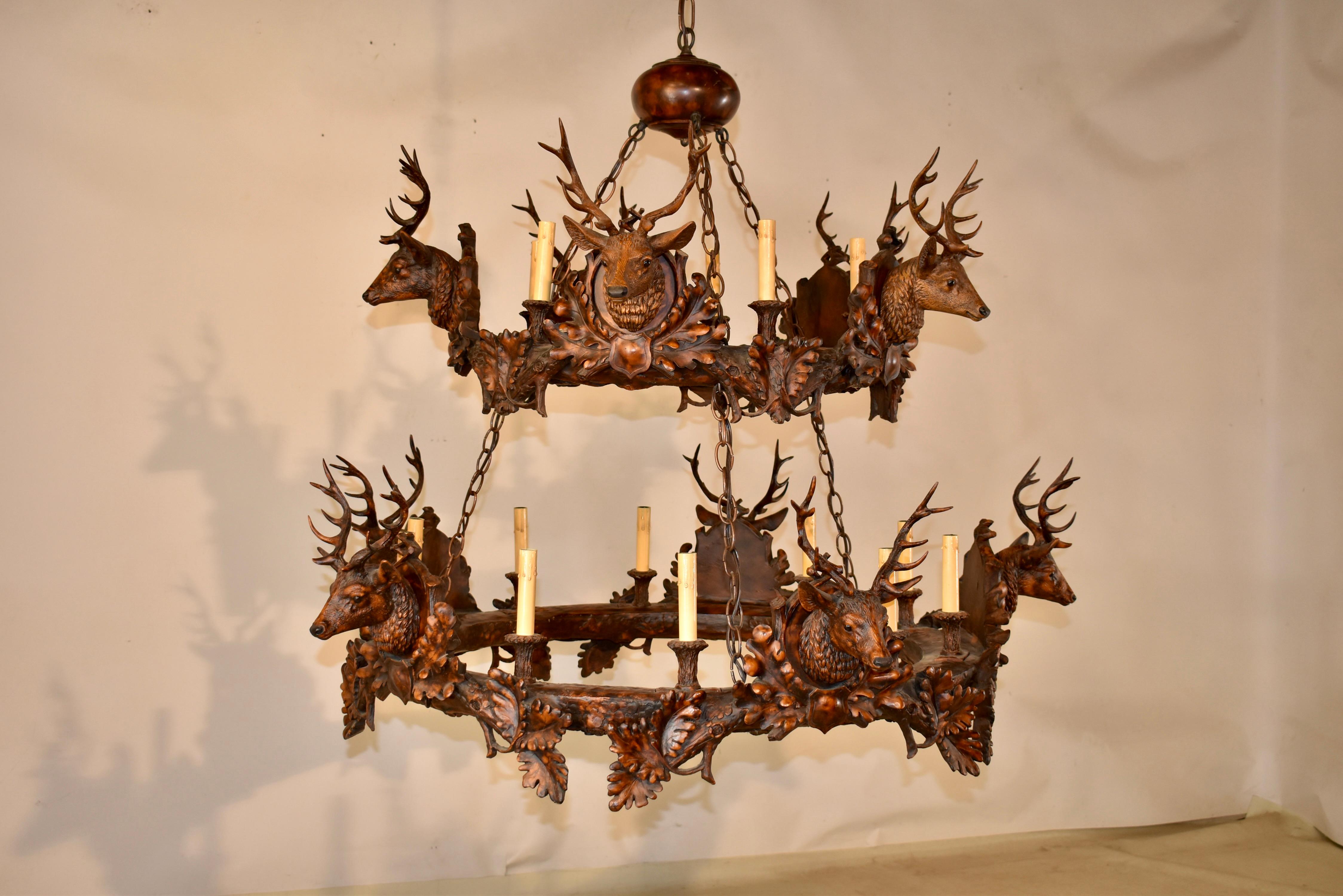 Rustic Vintage Two Tier Stag Head Chandelier