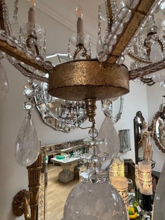 Vintage Two Tier Ten Light Crystal Beads Garland Frame Maria Theresia Chandelier