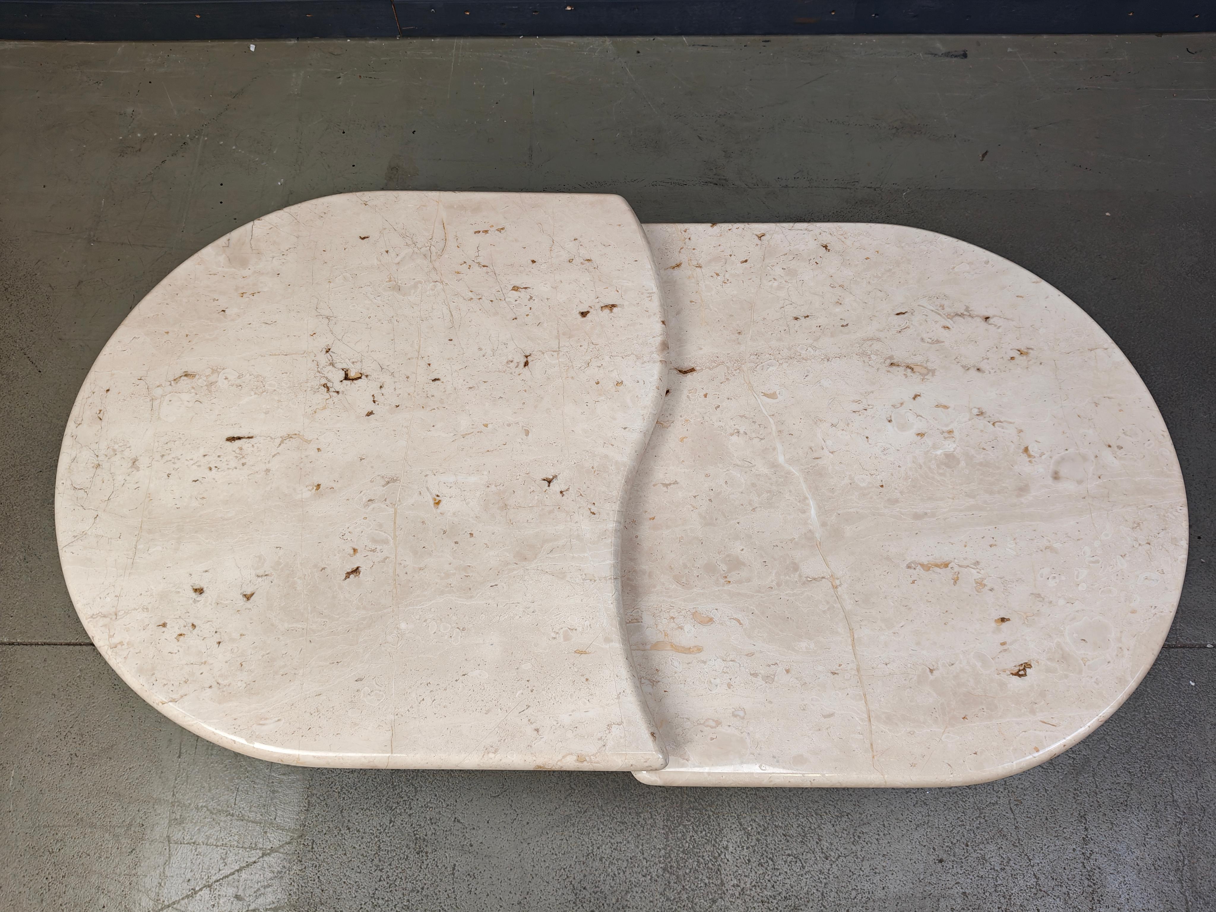 Mid-Century Modern Vintage two tier travertine coffee table, 1970s For Sale