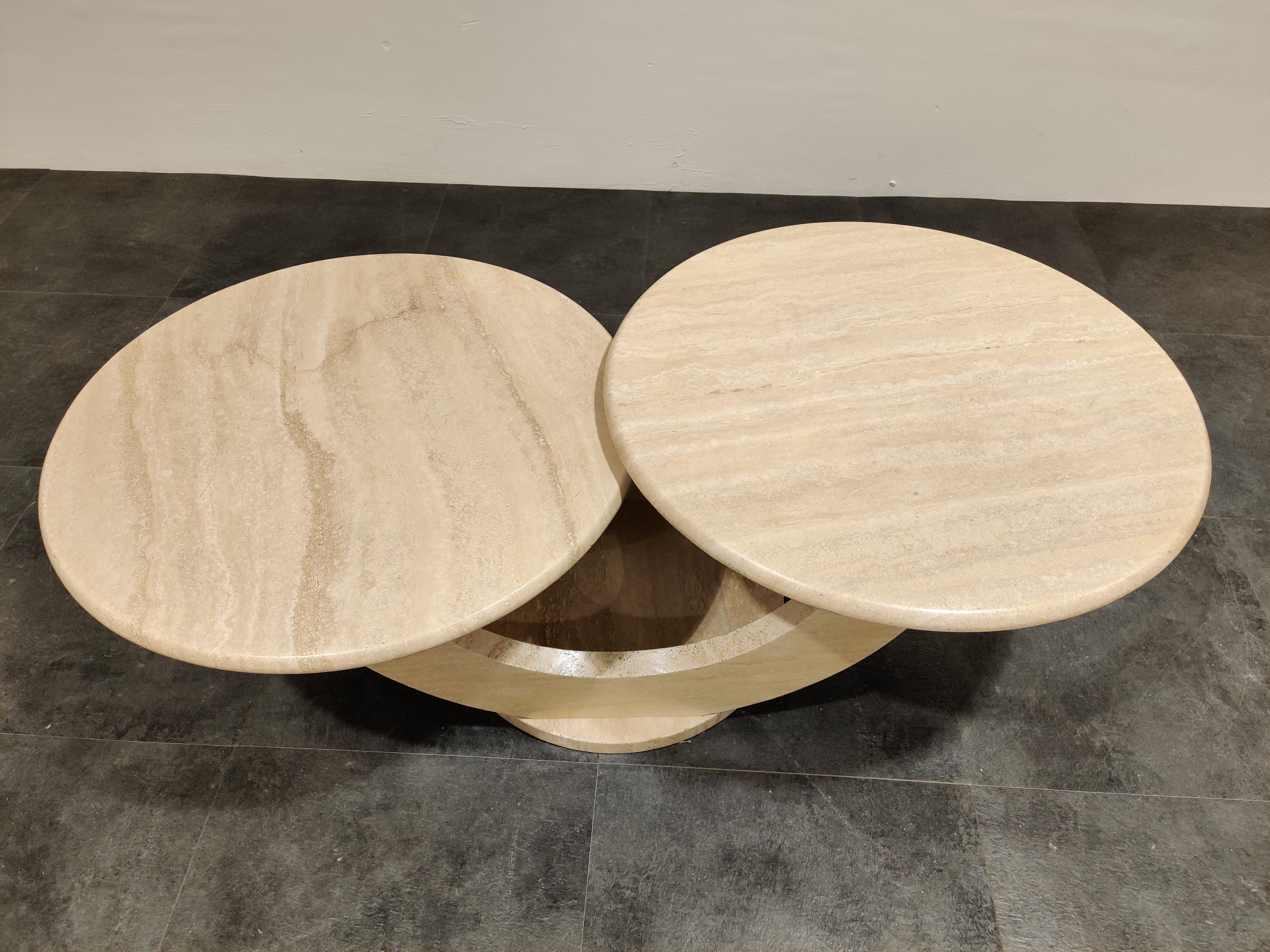 Italian Vintage Two-Tier Travertine Coffee Table, 1970s