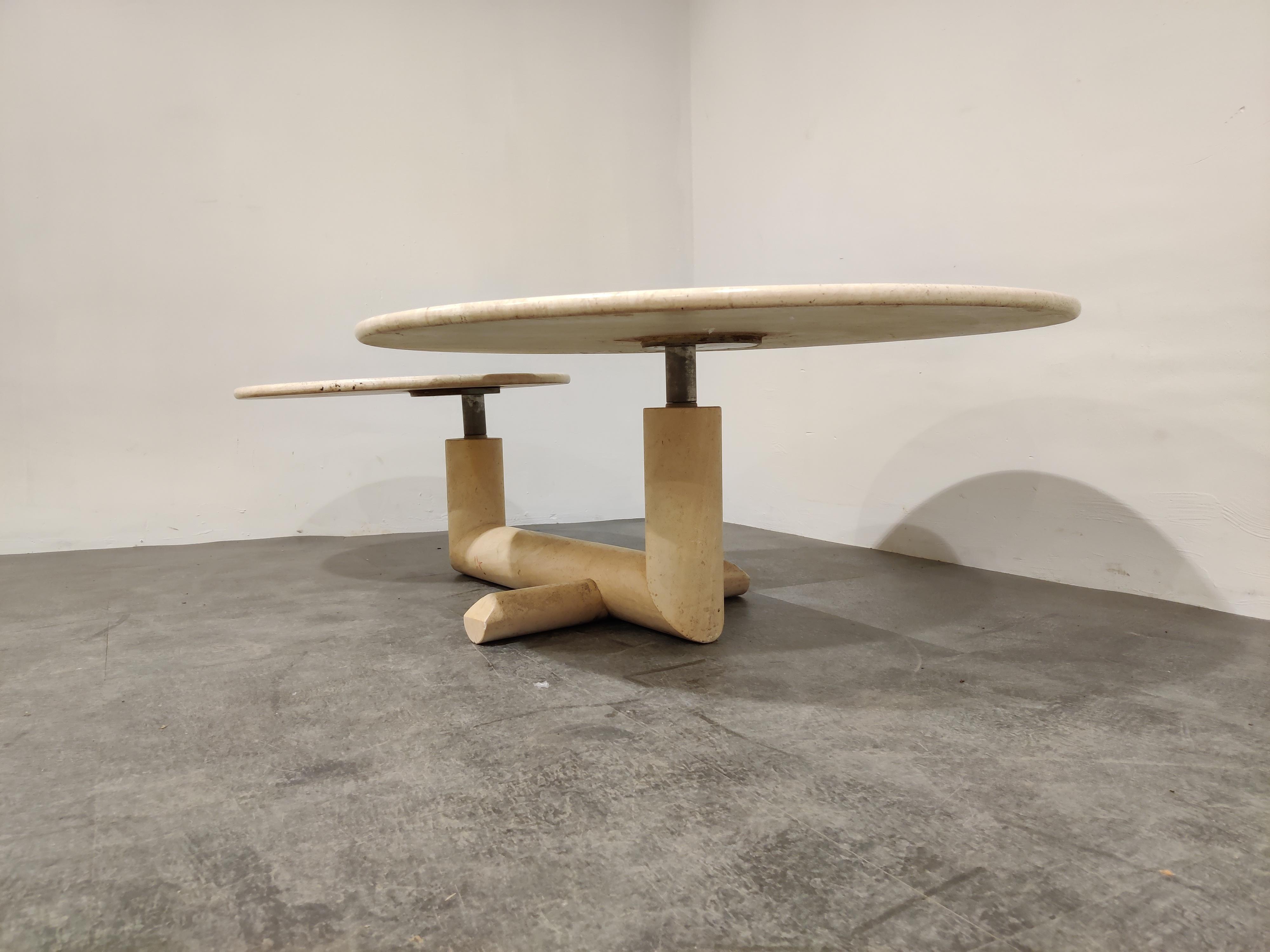Late 20th Century Vintage Two Tier Travertine Coffee Table, 1970s