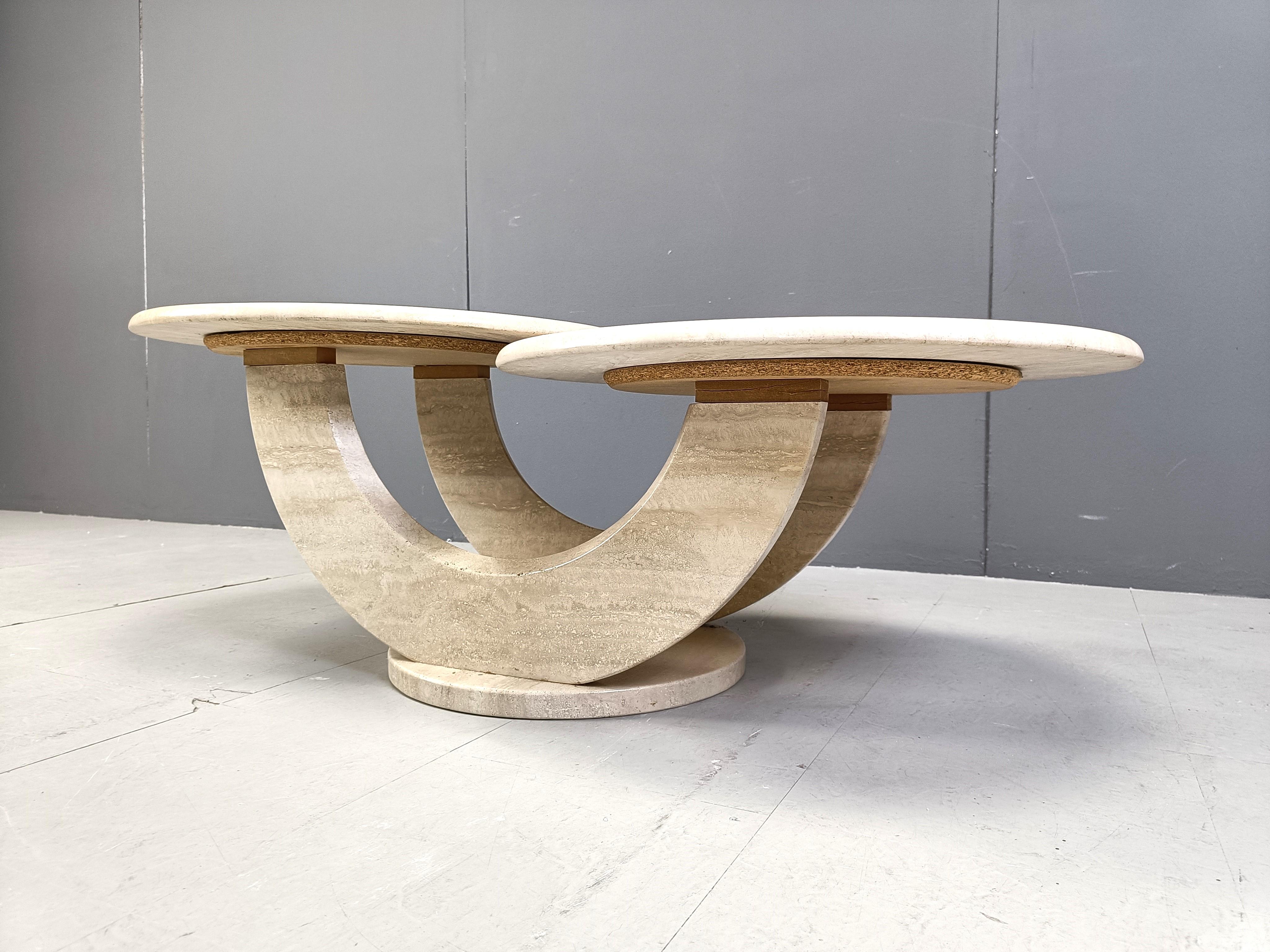 Late 20th Century Vintage two tier travertine coffee table, 1970s
