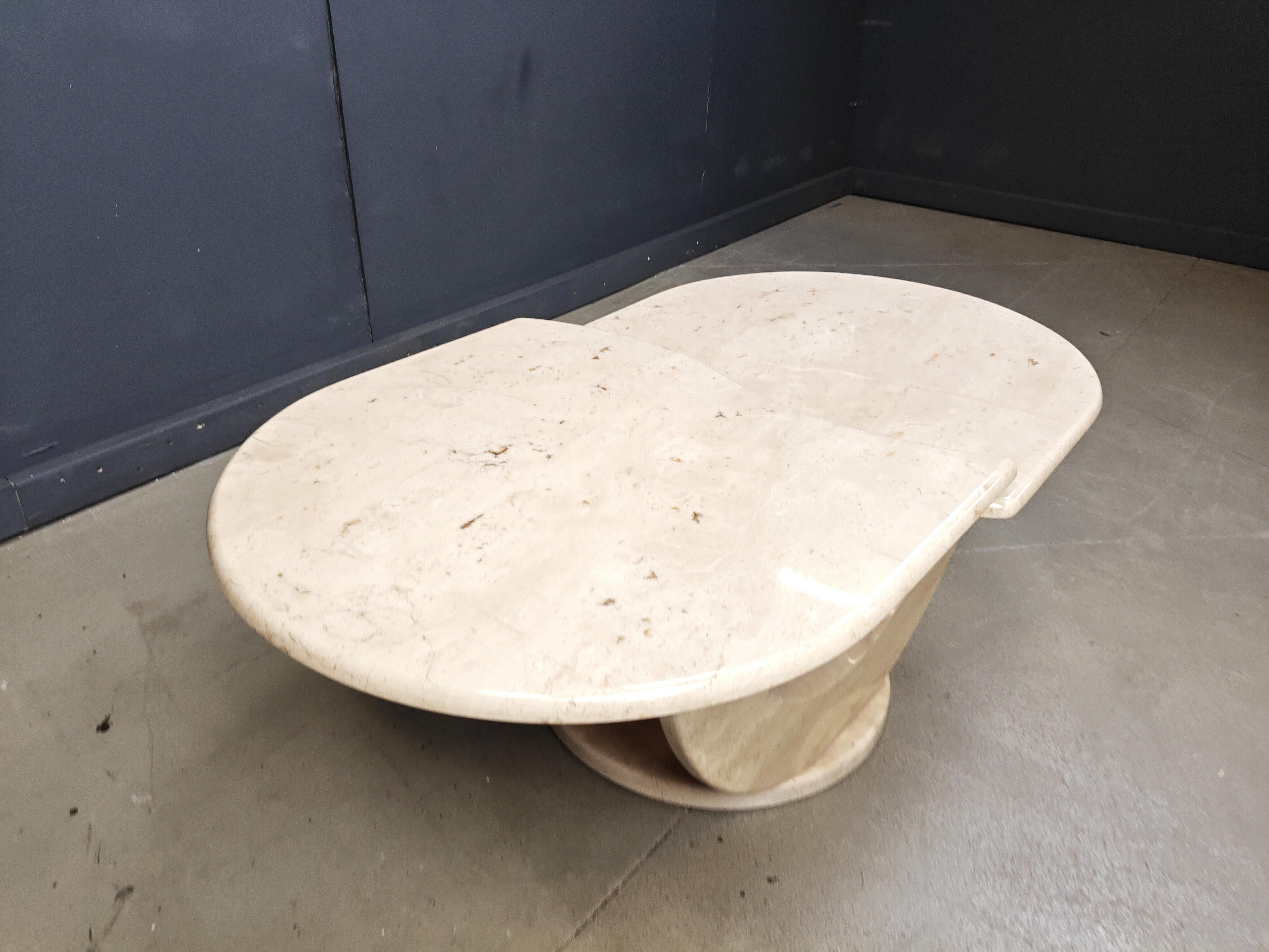 Late 20th Century Vintage two tier travertine coffee table, 1970s For Sale