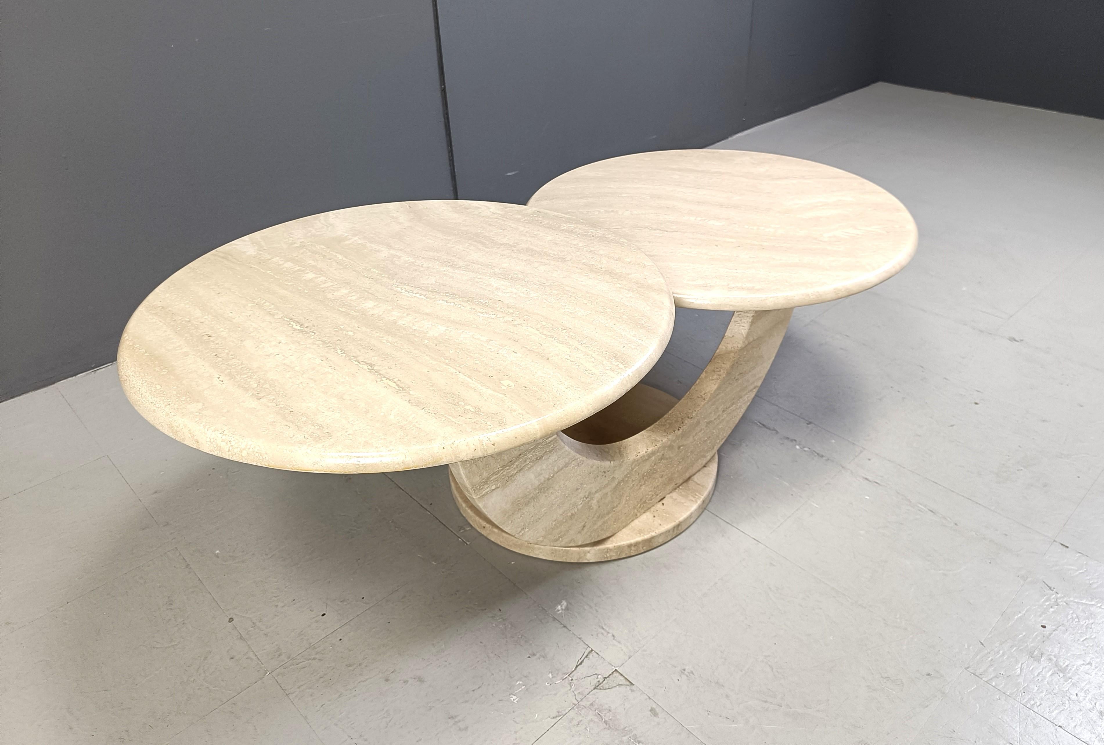 Travertine Vintage two tier travertine coffee table, 1970s