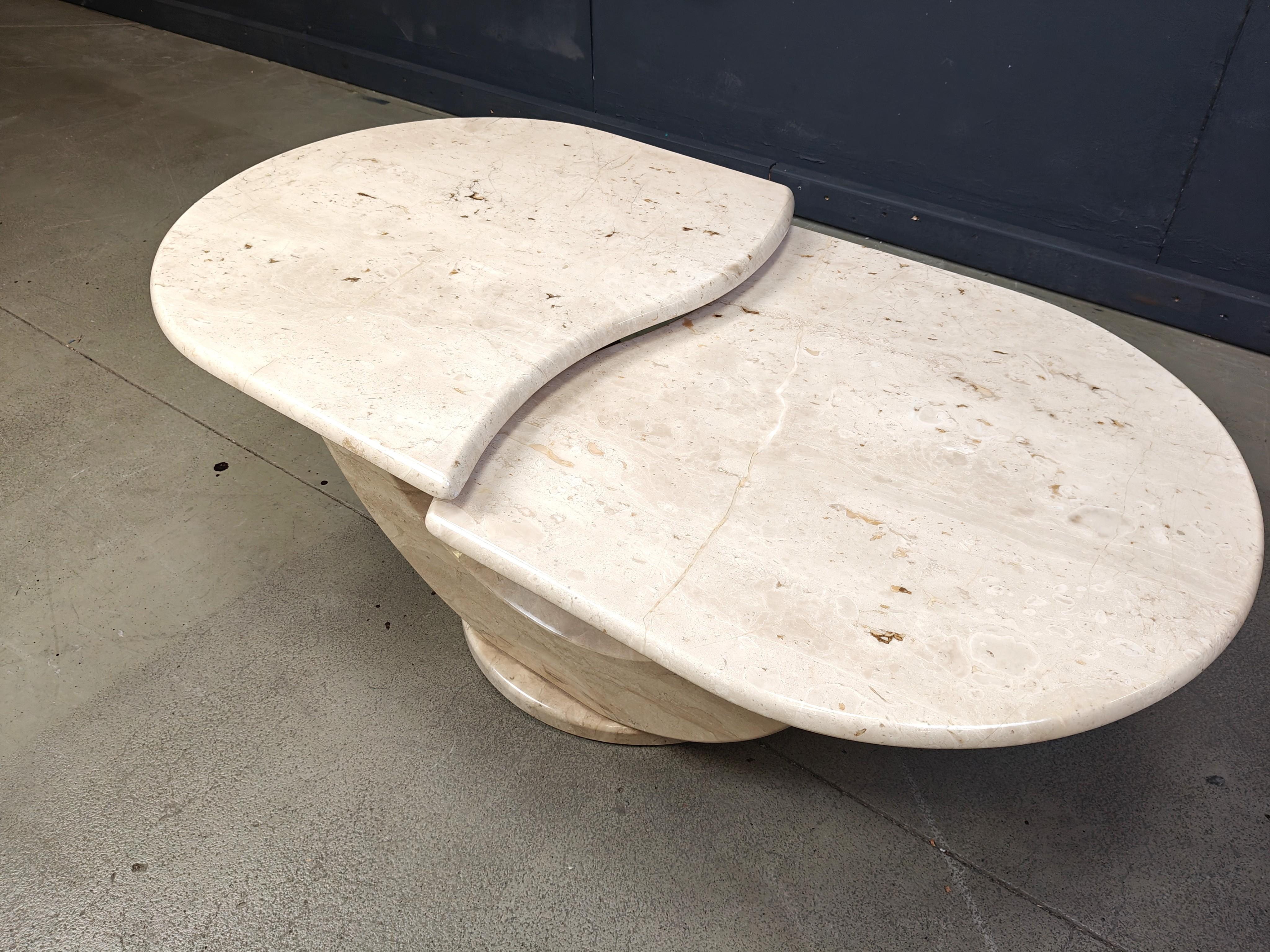 Vintage two tier travertine coffee table, 1970s For Sale 1