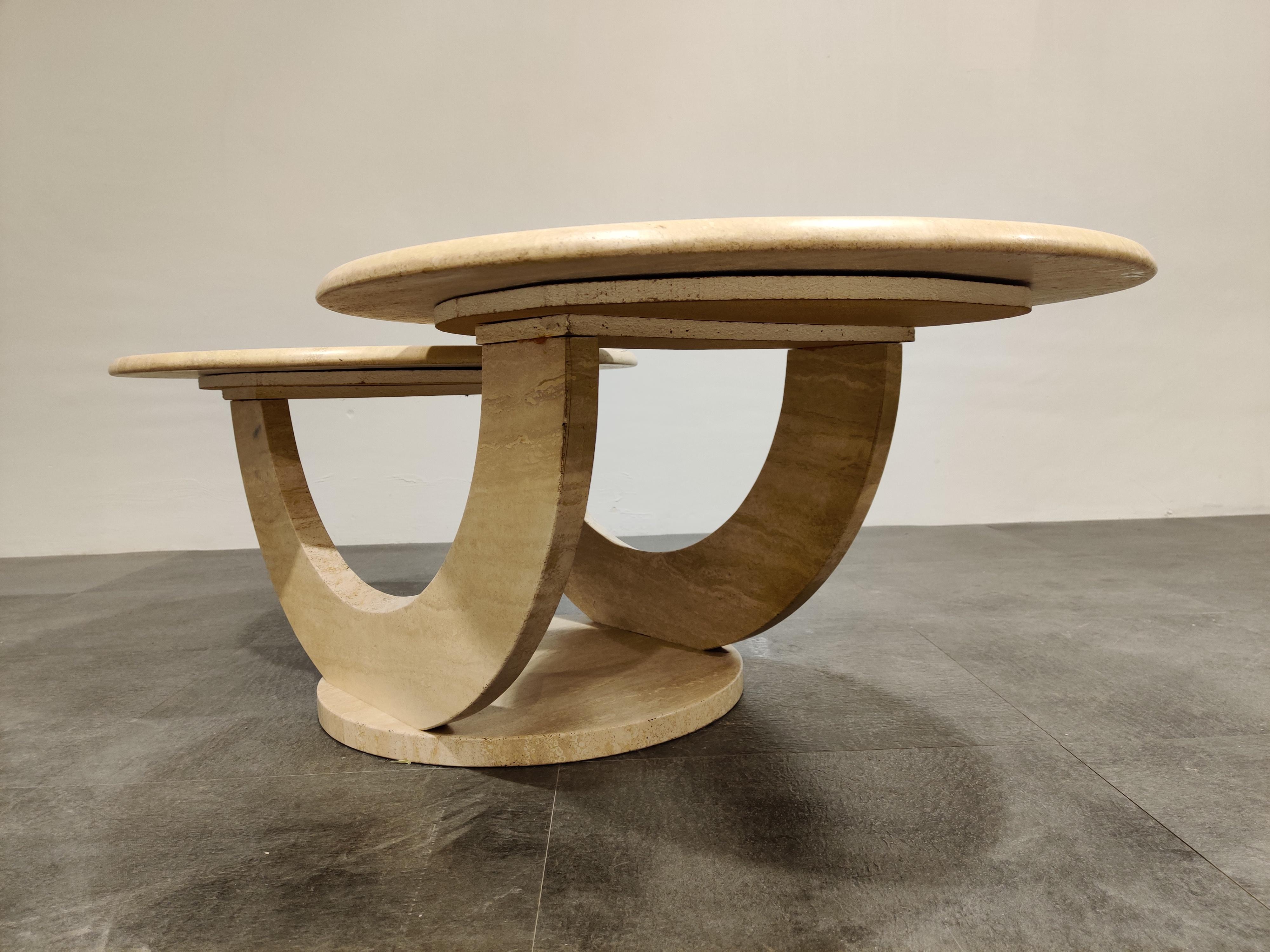 Vintage Two-Tier Travertine Coffee Table, 1970s 3