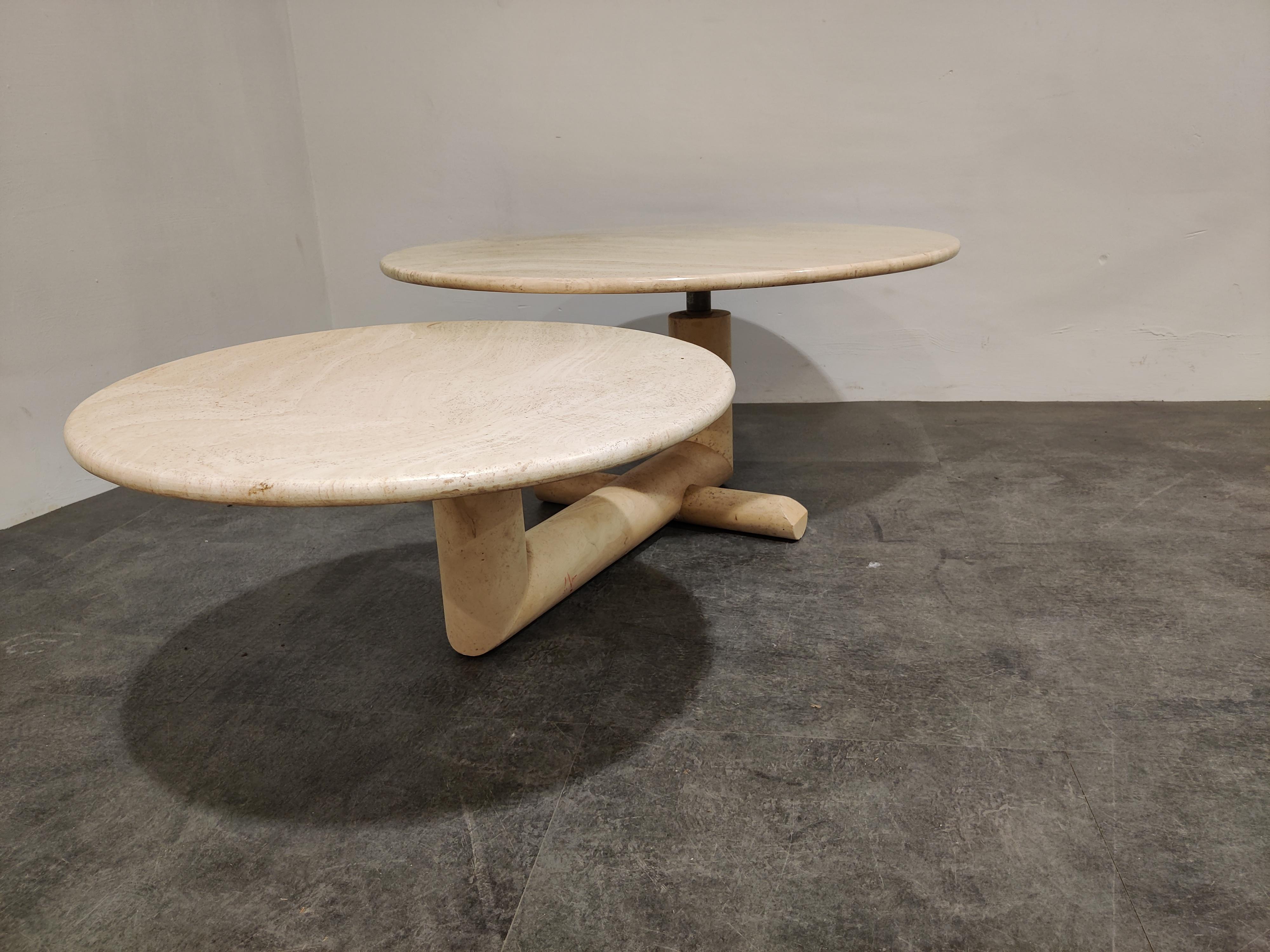 Vintage Two Tier Travertine Coffee Table, 1970s 3