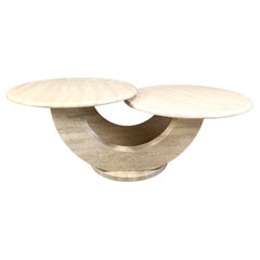 Vintage two tier travertine coffee table, 1970s