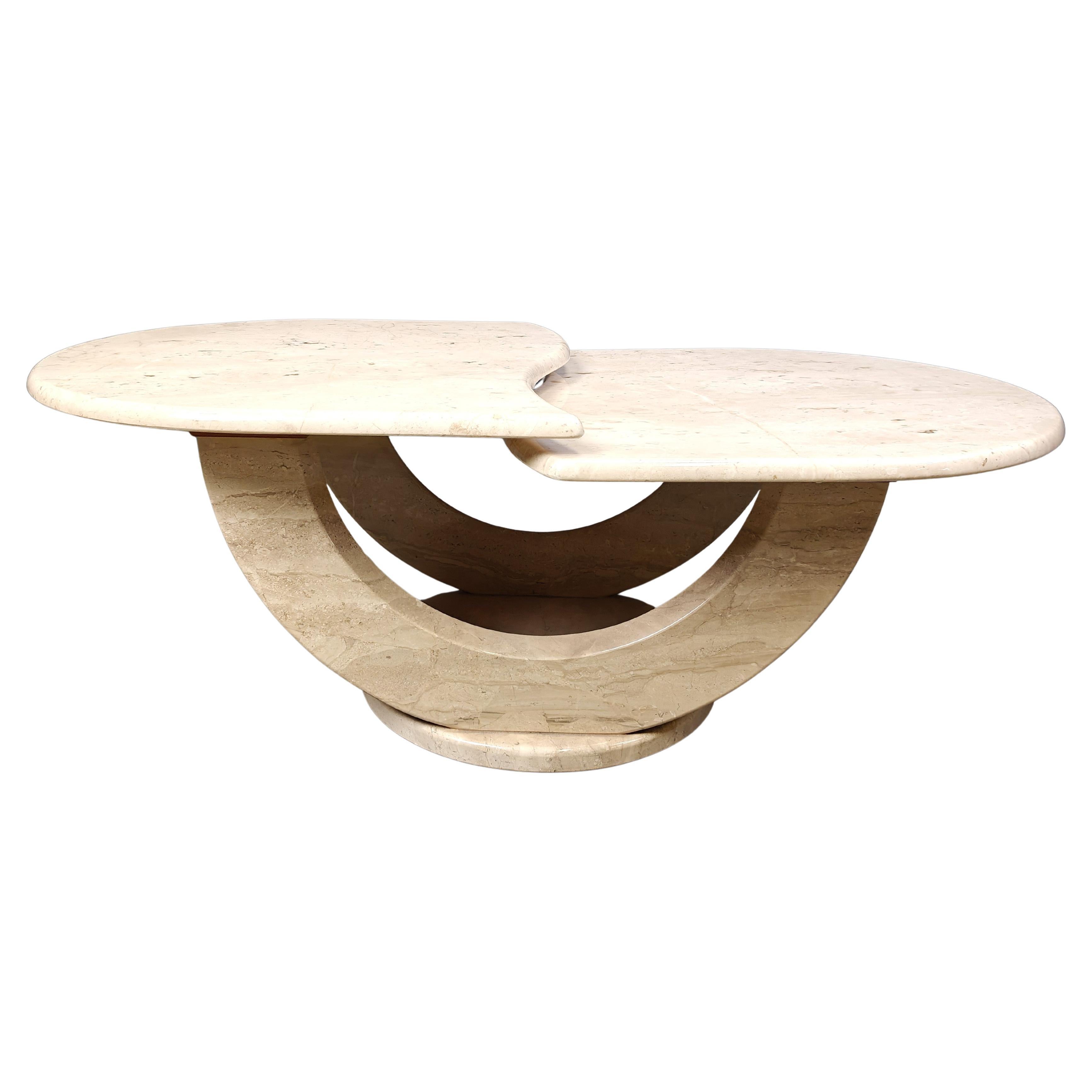 Vintage two tier travertine coffee table, 1970s