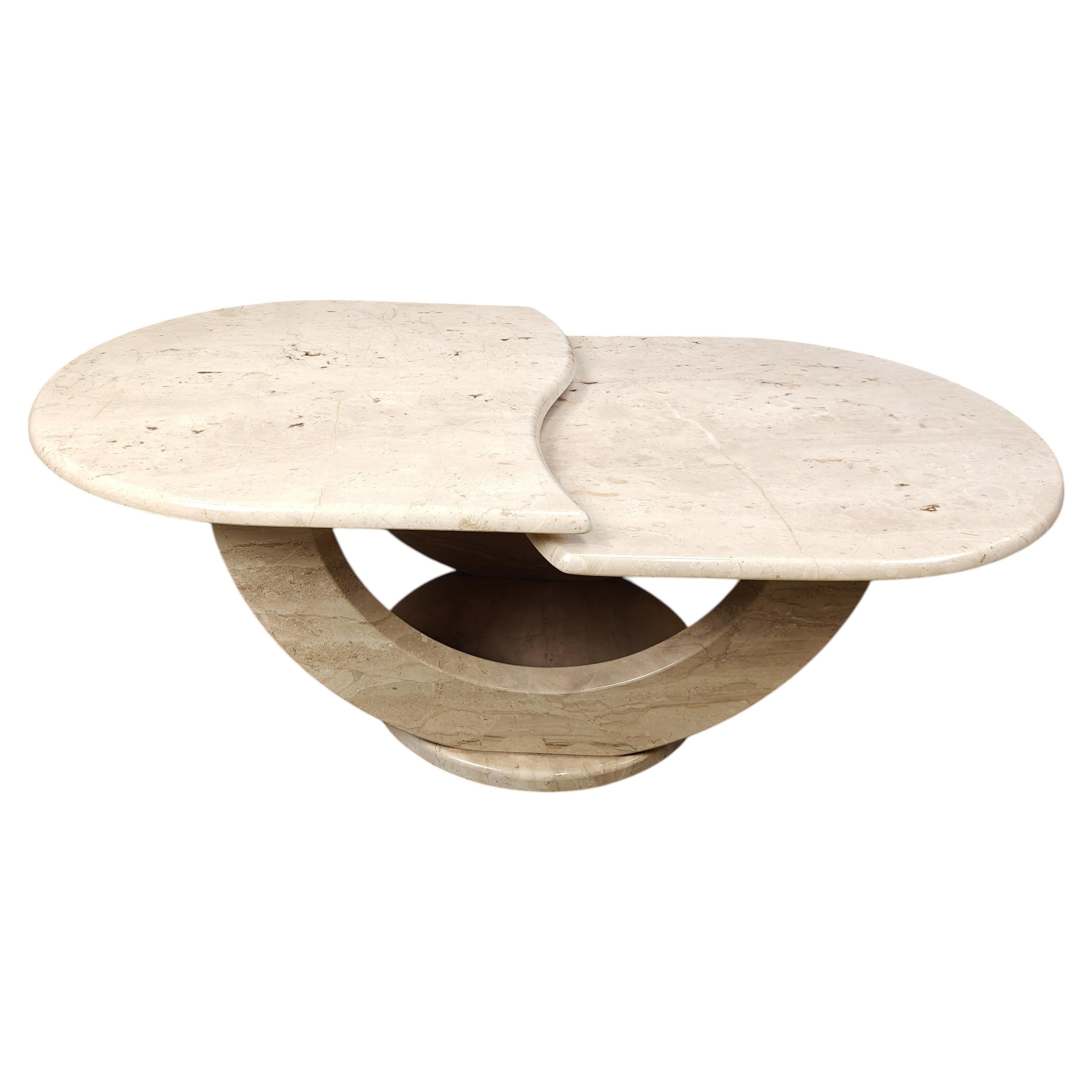 Vintage two tier travertine coffee table, 1970s