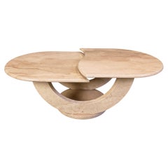 Vintage two tier travertine coffee table, 1970s