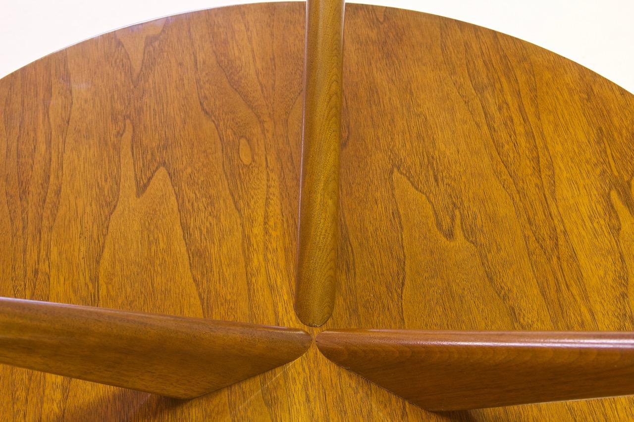 Vintage Two-Tiered Black Walnut & Glass Tripod Side Table, 1960's 4