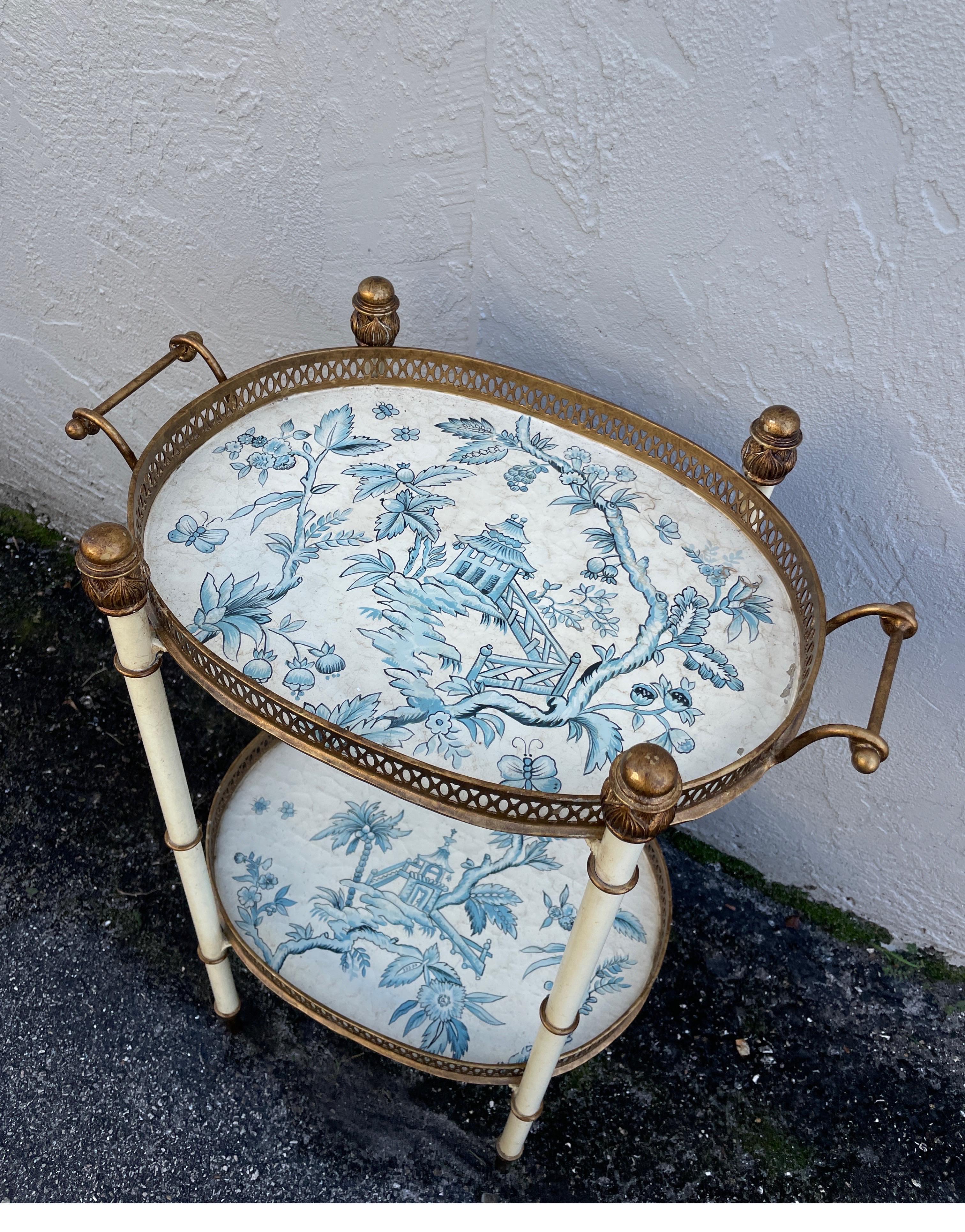20th Century Vintage Two Tiered Chinoiserie Style Tray Table
