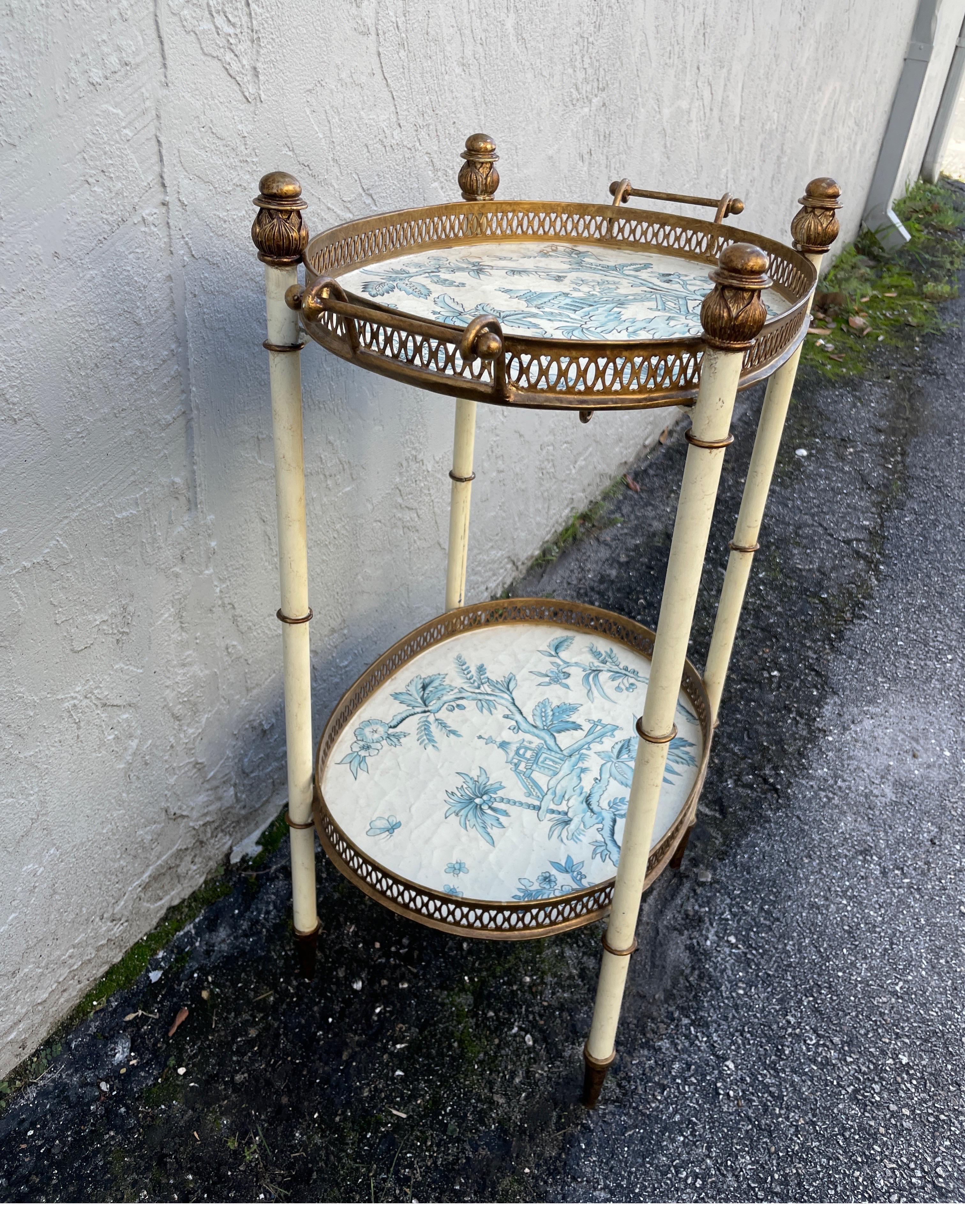 Vintage Two Tiered Chinoiserie Style Tray Table 1