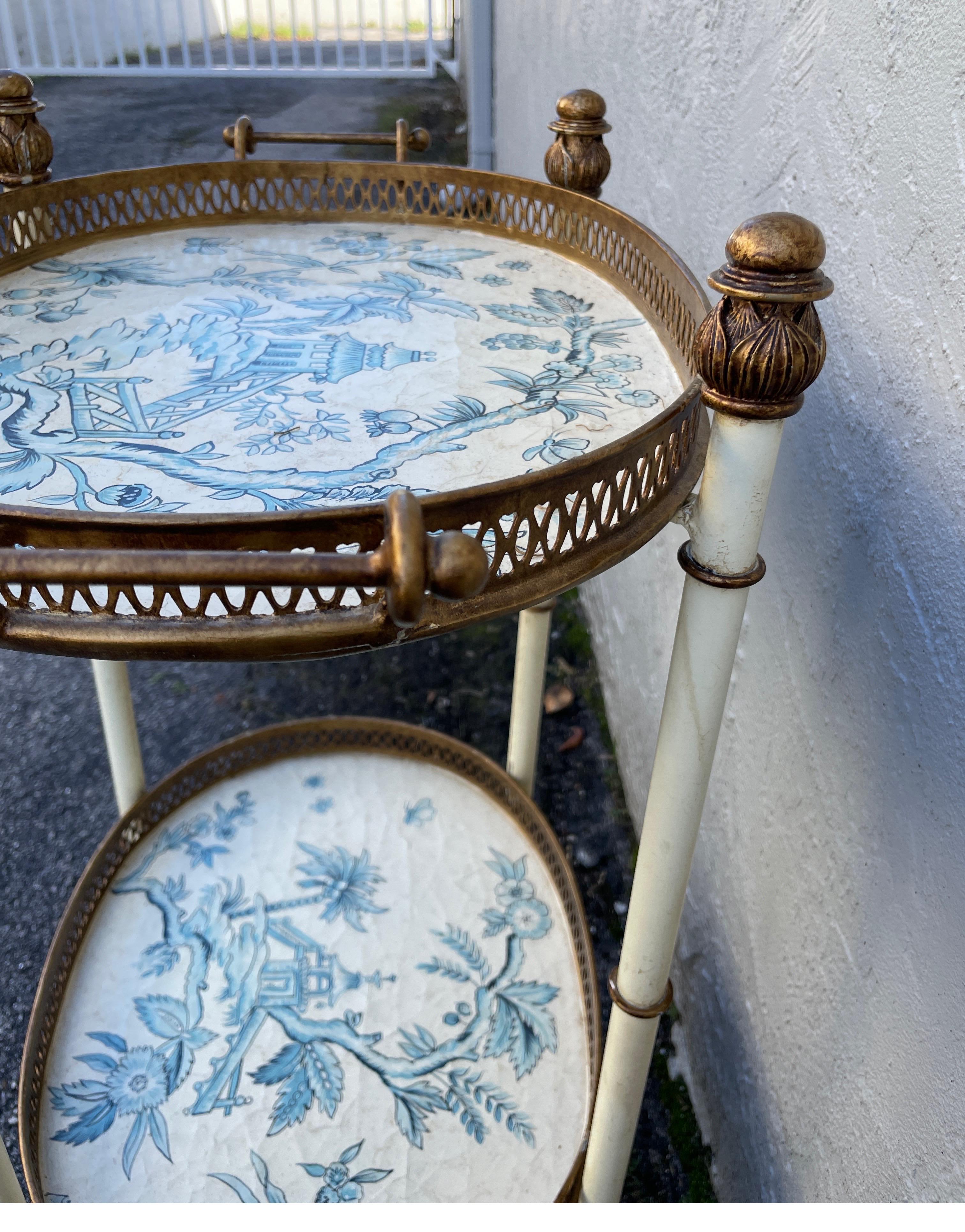 Vintage Two Tiered Chinoiserie Style Tray Table 3