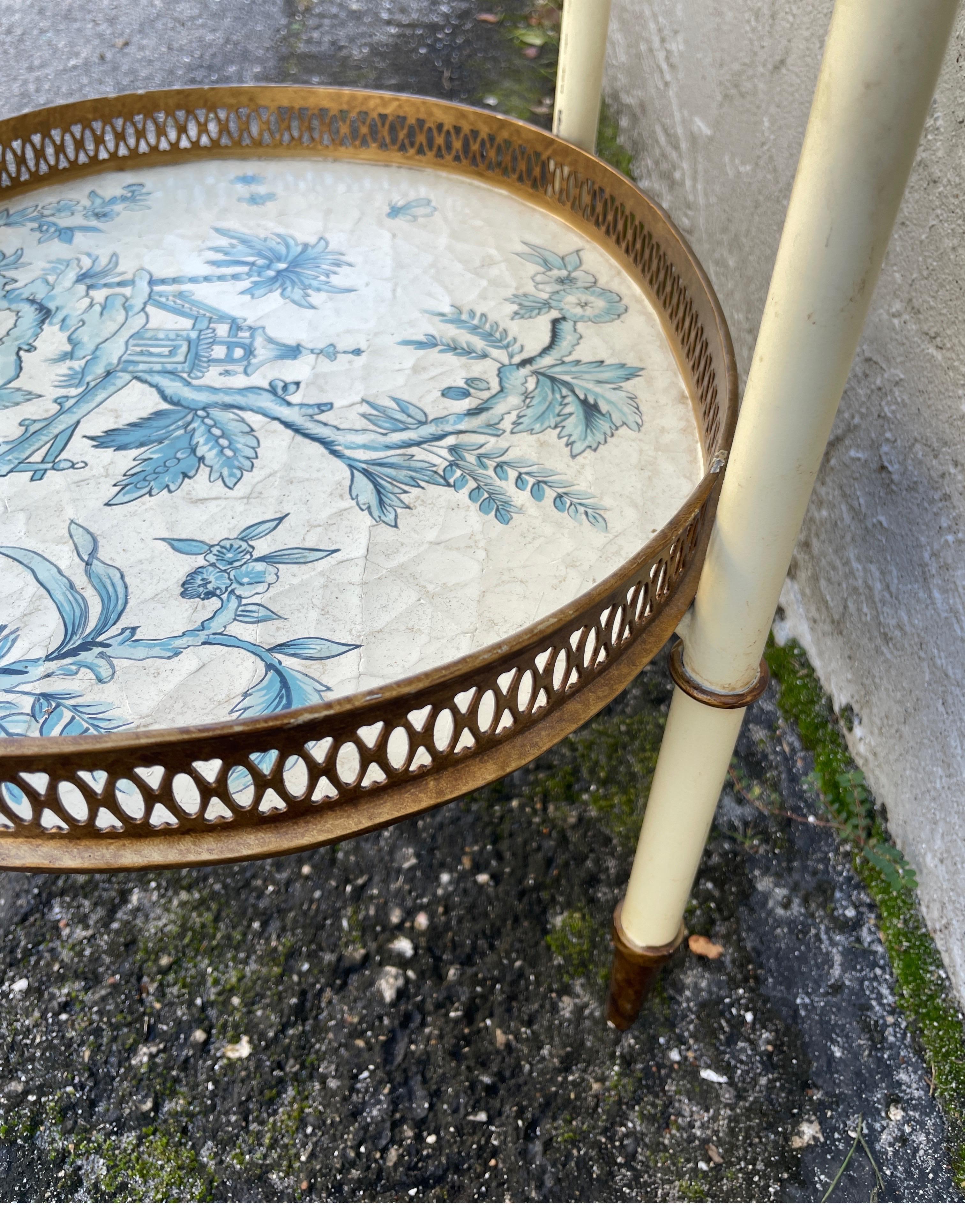 Vintage Two Tiered Chinoiserie Style Tray Table 4