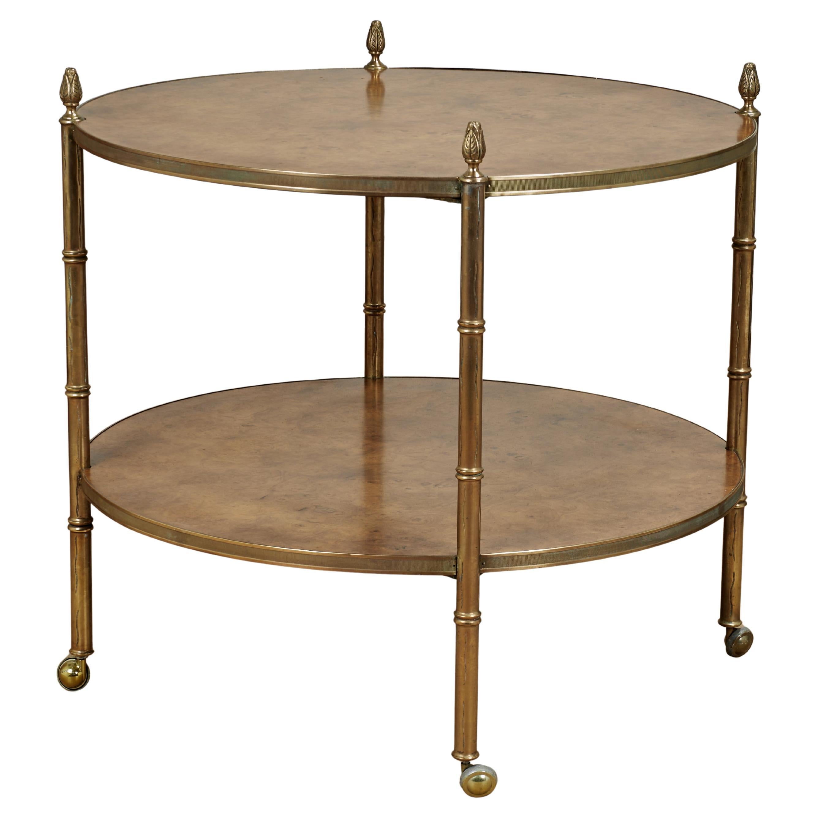 Vintage Two Tiered Faux Bamboo and Wood Table or Stand