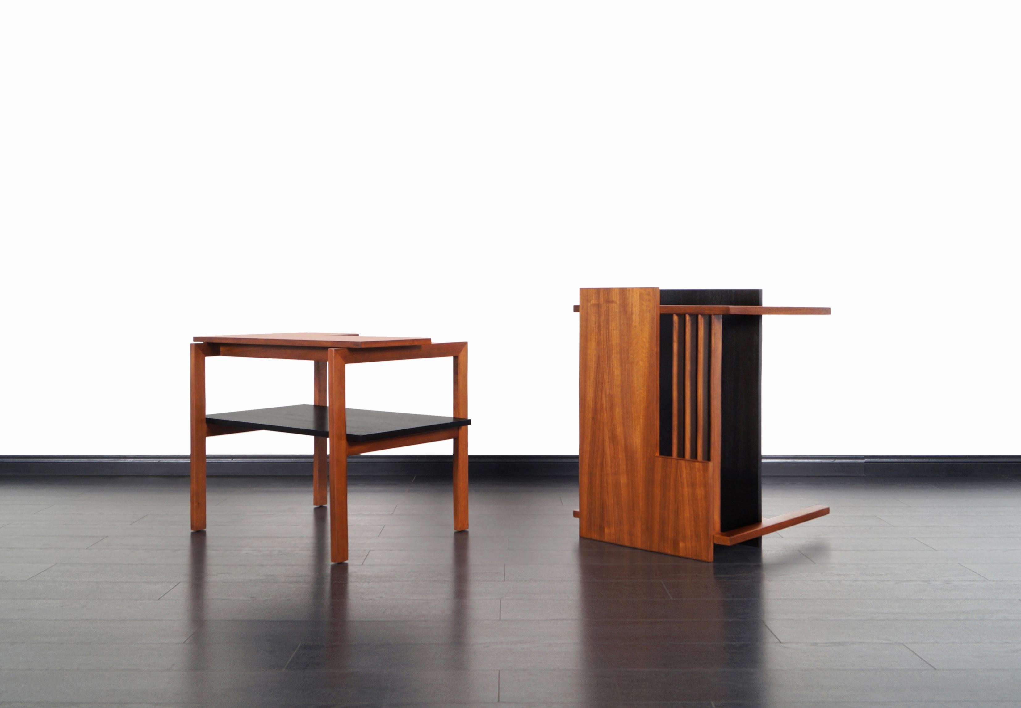 Mid-Century Modern Vintage Walnut Two-Tiered Side Tables by Greta M. Grossman