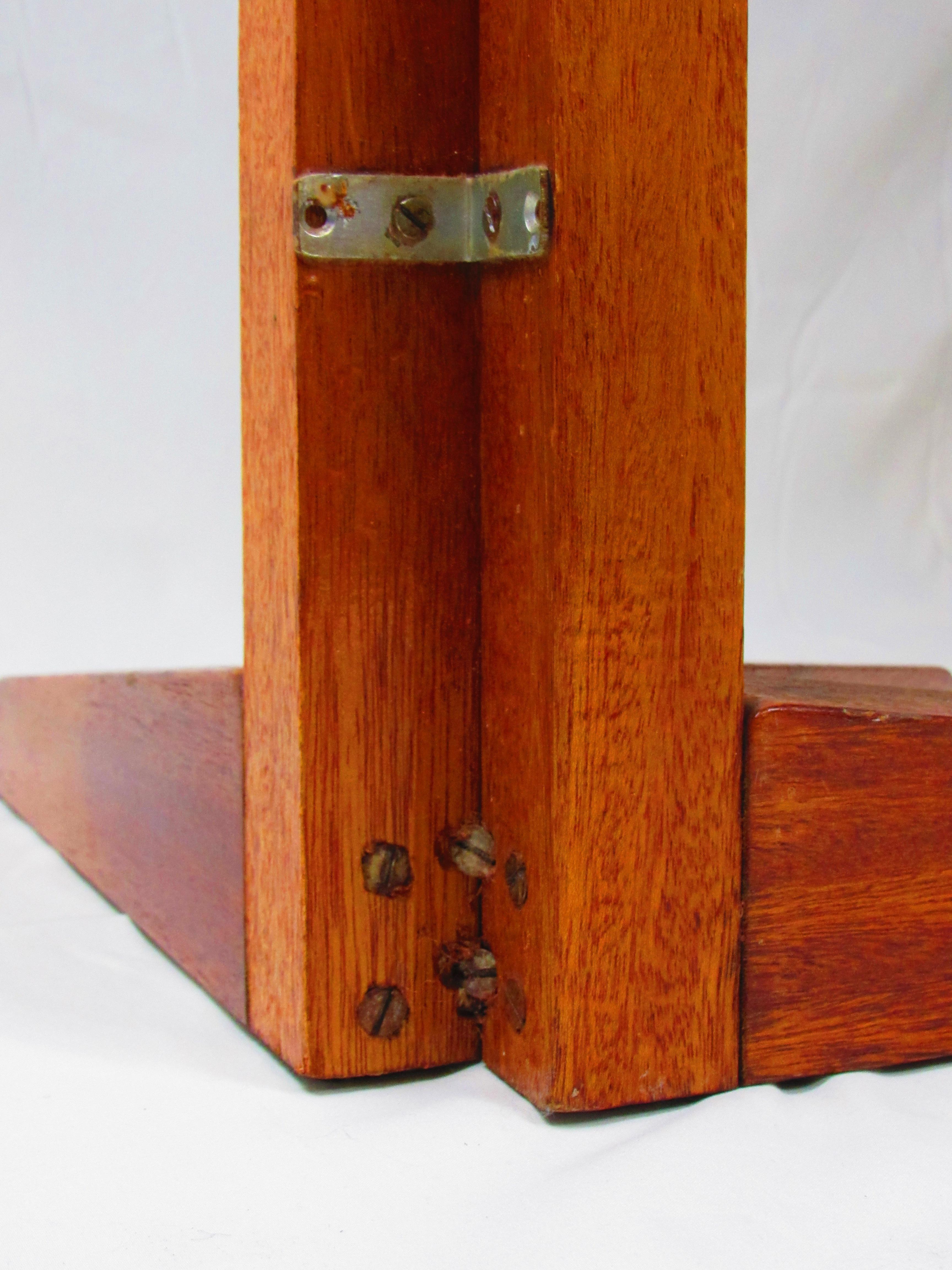 20th Century Two-tiered oak corner table with unique spoke leg For Sale