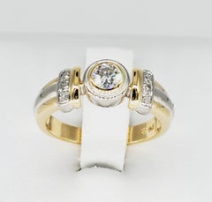 Vintage Two-Tone 0.30 Carat Diamond Bezel 18 Karat Gold Ring