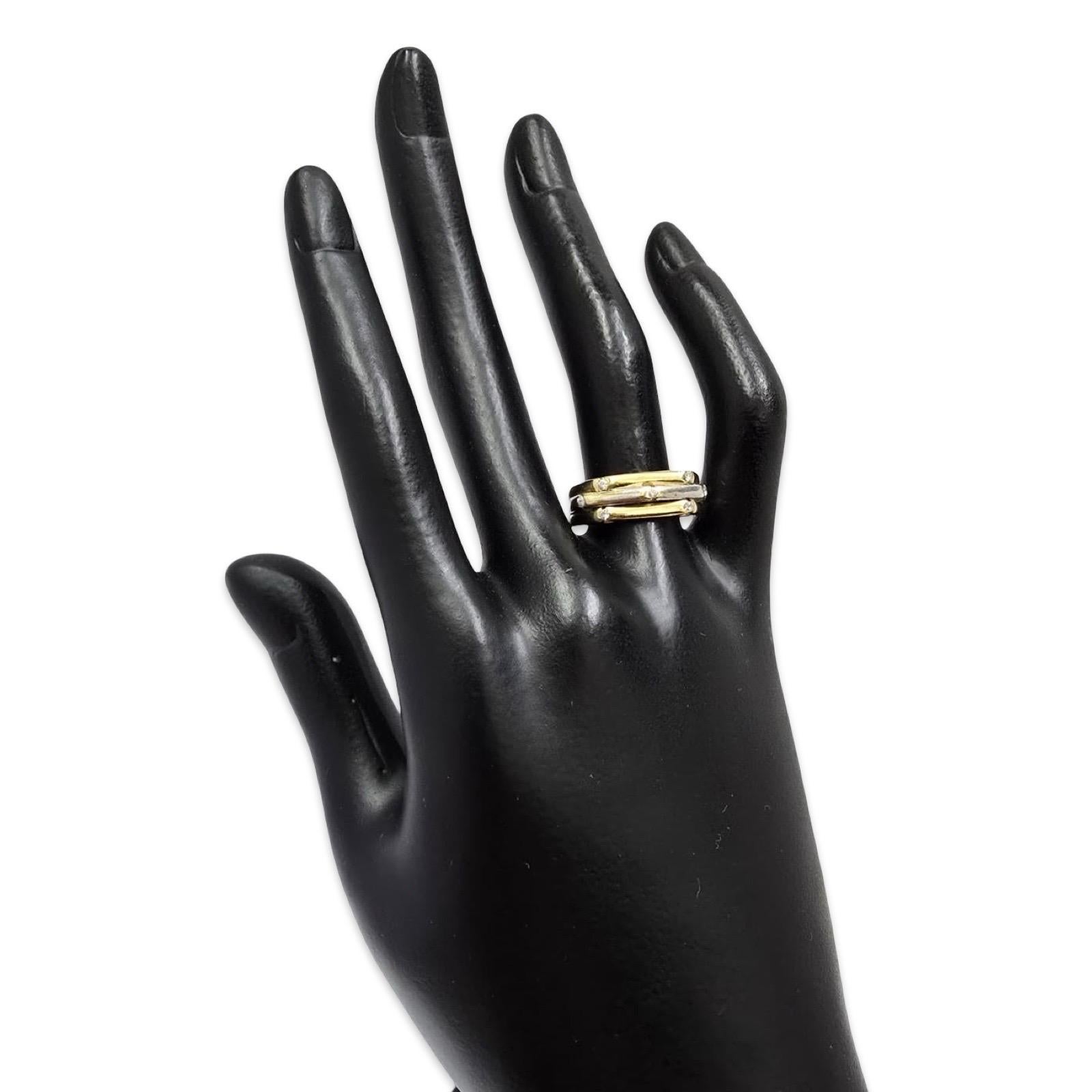 Vintage Two-Tone 14K Gold Diamond Band, Seven-Stone Accent Ring In Good Condition For Sale In Miami, FL