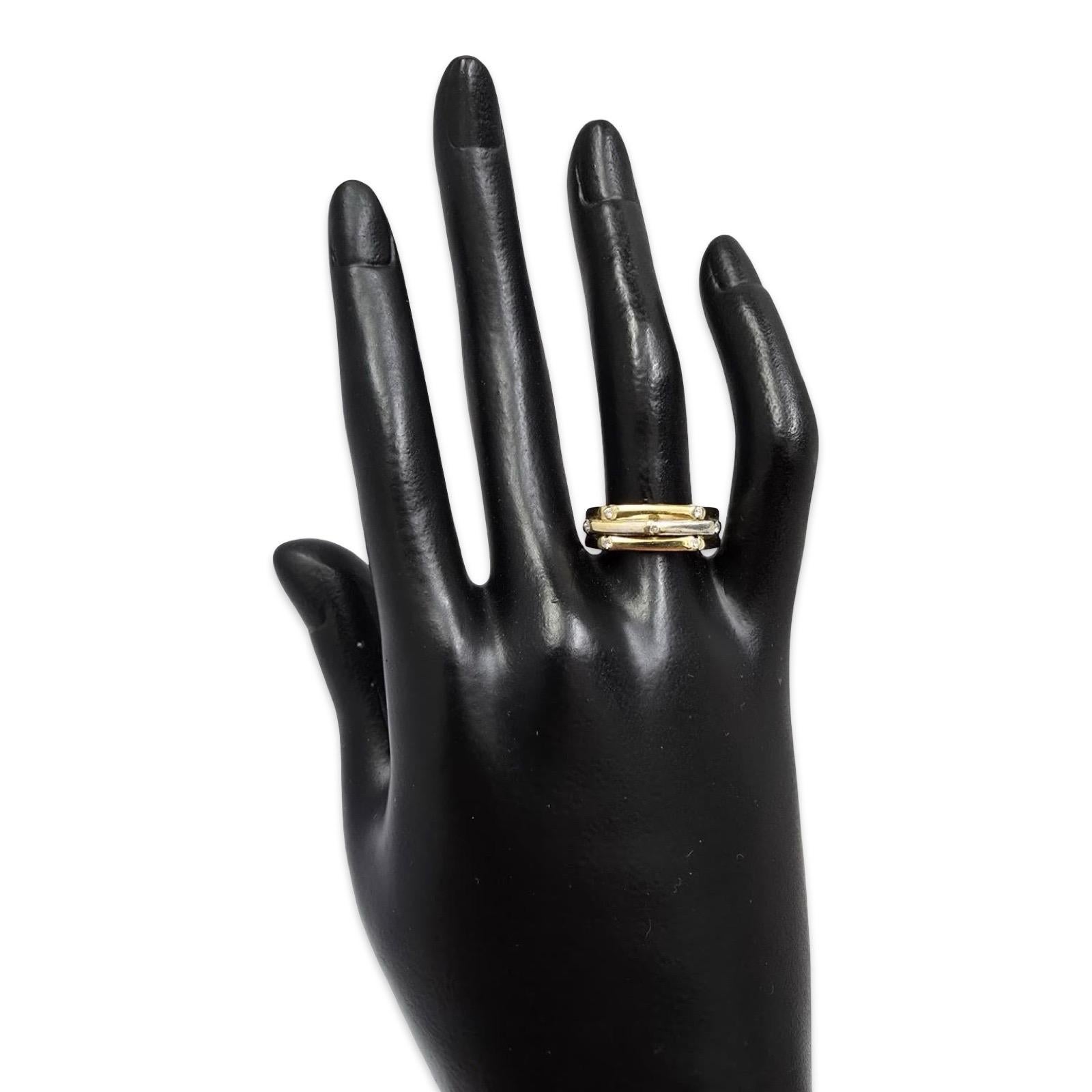 Vintage Two-Tone 14K Gold Diamond Band, Seven-Stone Accent Ring For Sale 1