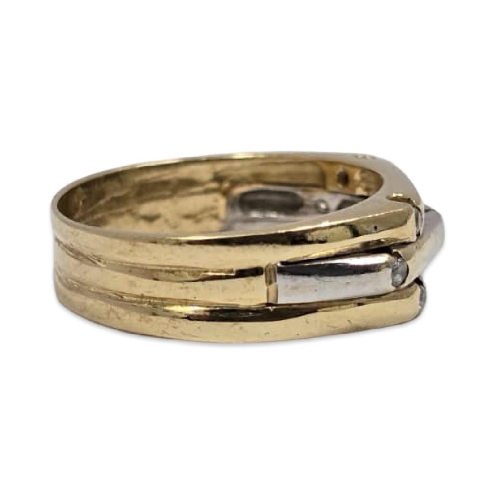 Vintage Two-Tone 14K Gold Diamond Band, Seven-Stone Accent Ring For Sale 3