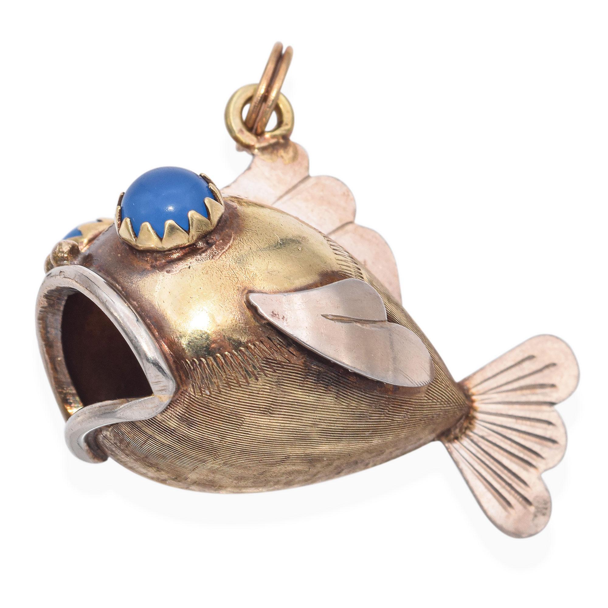Women's Vintage Two-Tone 14K Gold Fish Charm Pendant