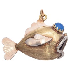 Vintage Two-Tone 14K Gold Fish Charm Pendant