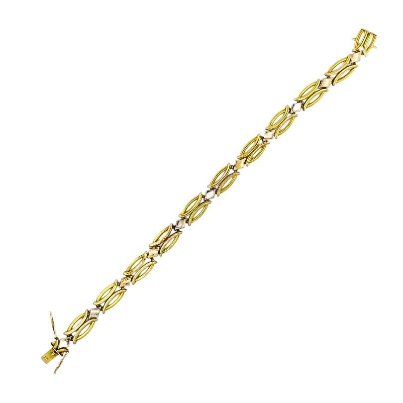 Vintage Two-Tone 14k Gold Link Bracelet For Sale 1