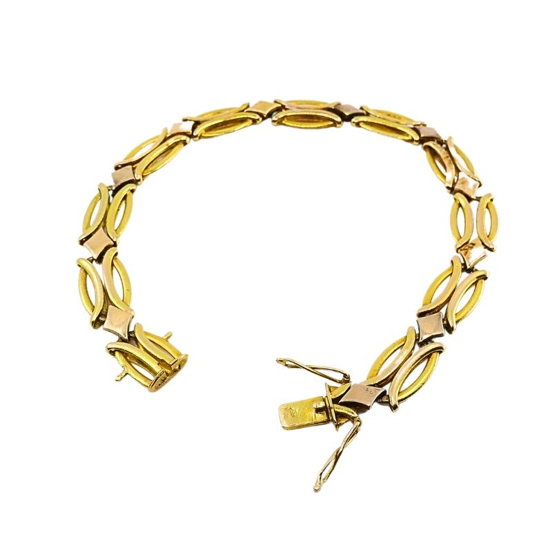 Vintage Two-Tone 14k Gold Link Bracelet For Sale 2