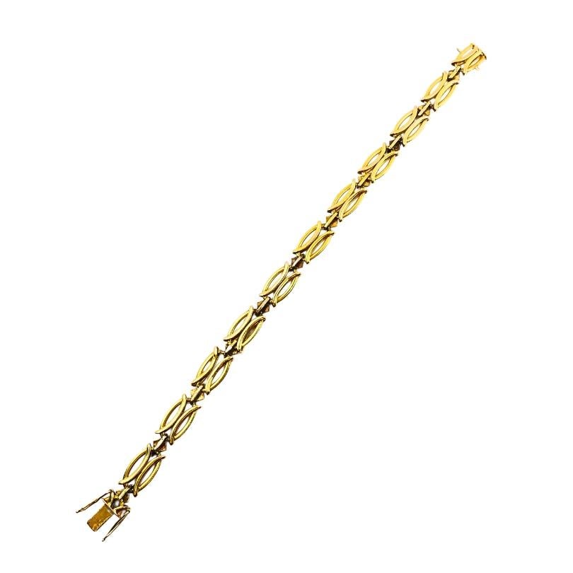 Vintage Two-Tone 14k Gold Link Bracelet For Sale 3