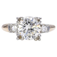 Vintage Two Tone 14k White and Yellow Gold 1.51tcw I Si2 Diamond Ring