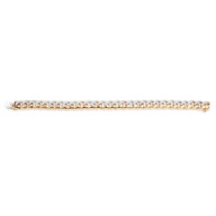 Vintage Two-Tone 18 Karat Gold & Diamond Curb Link Bracelet